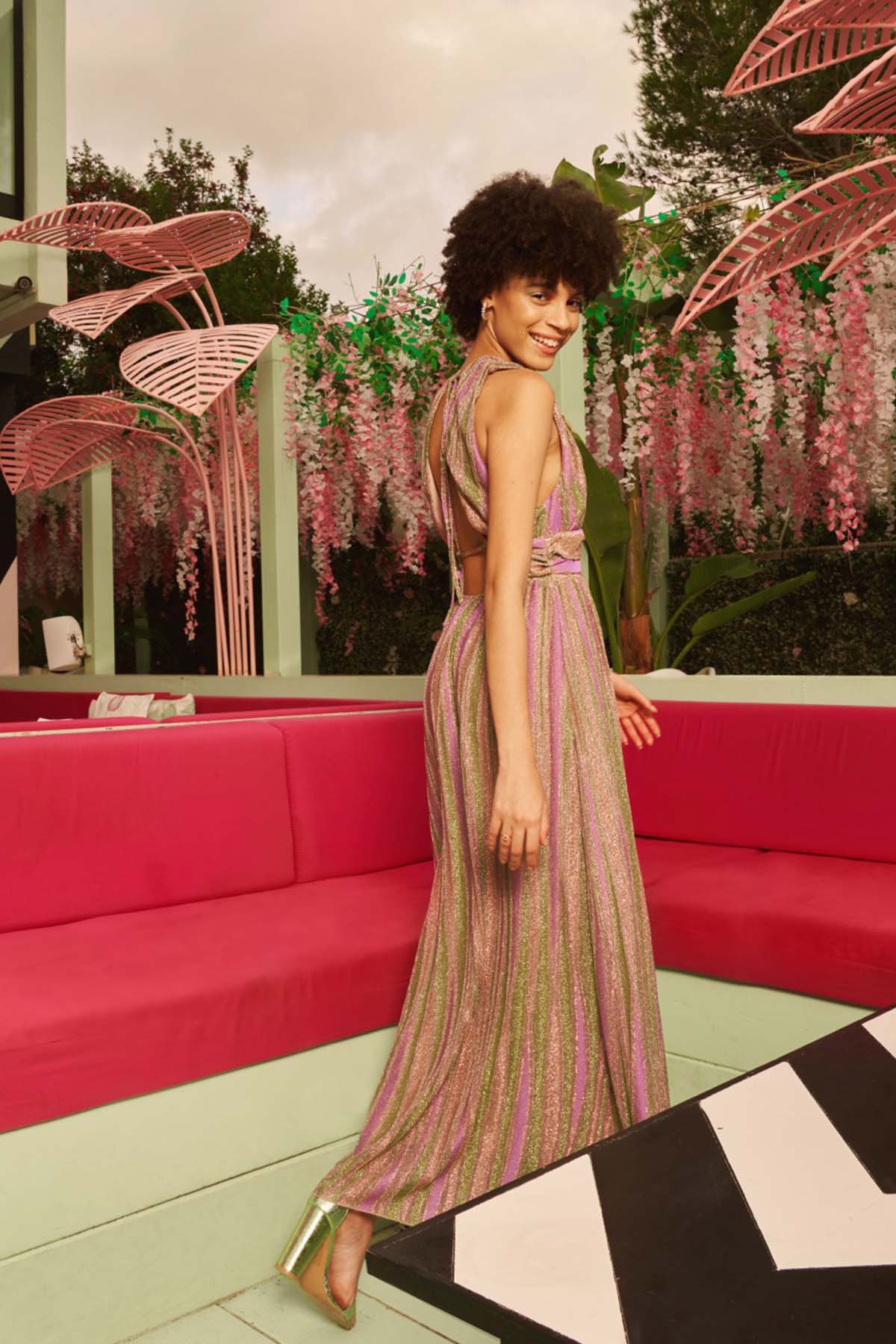 Meme Road Derin V Yaka Maxi Abiye Elbise-Libas Trendy Fashion Store