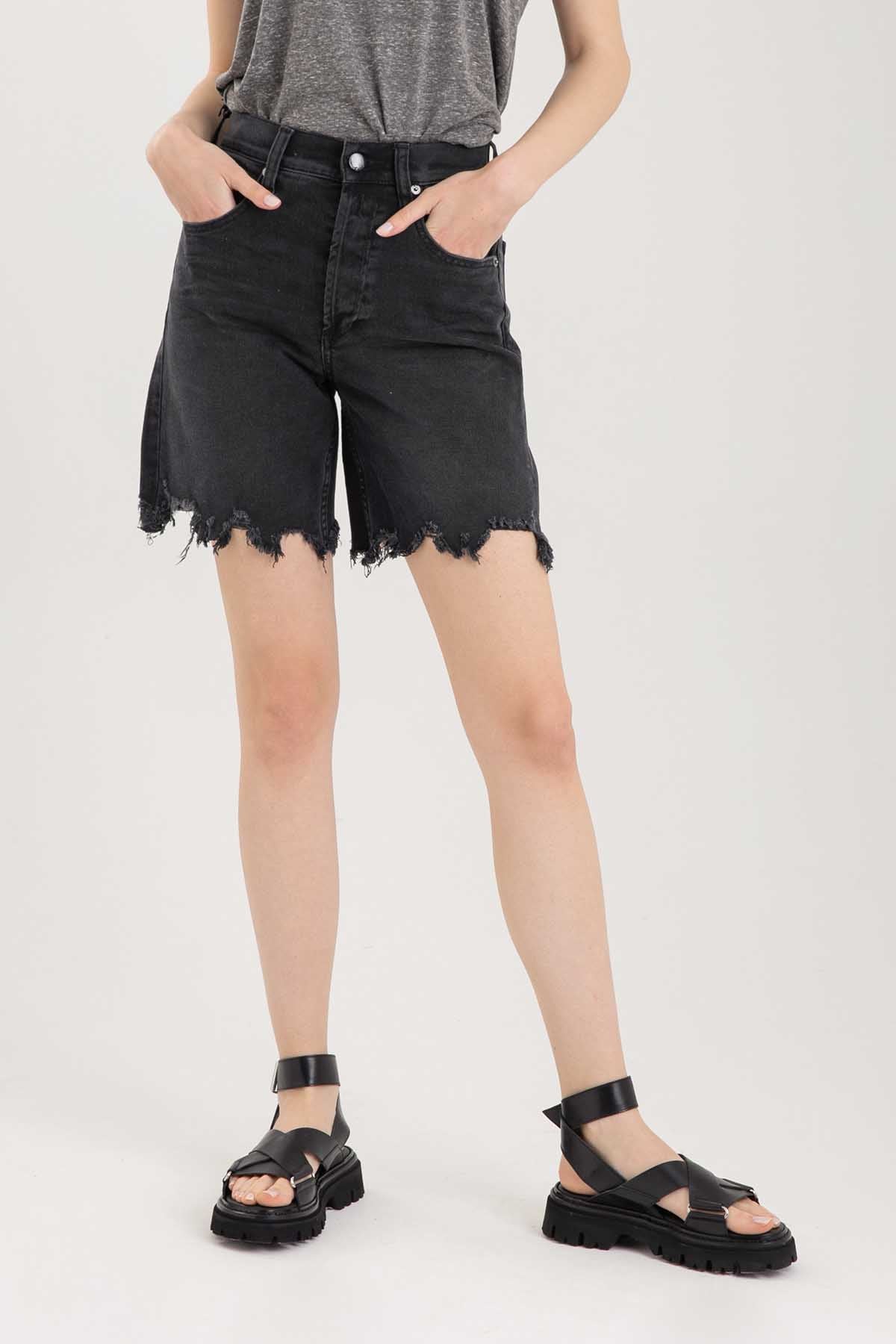 Replay Doğal Yırtık Bitişli Yüksek Bel Jean Şort