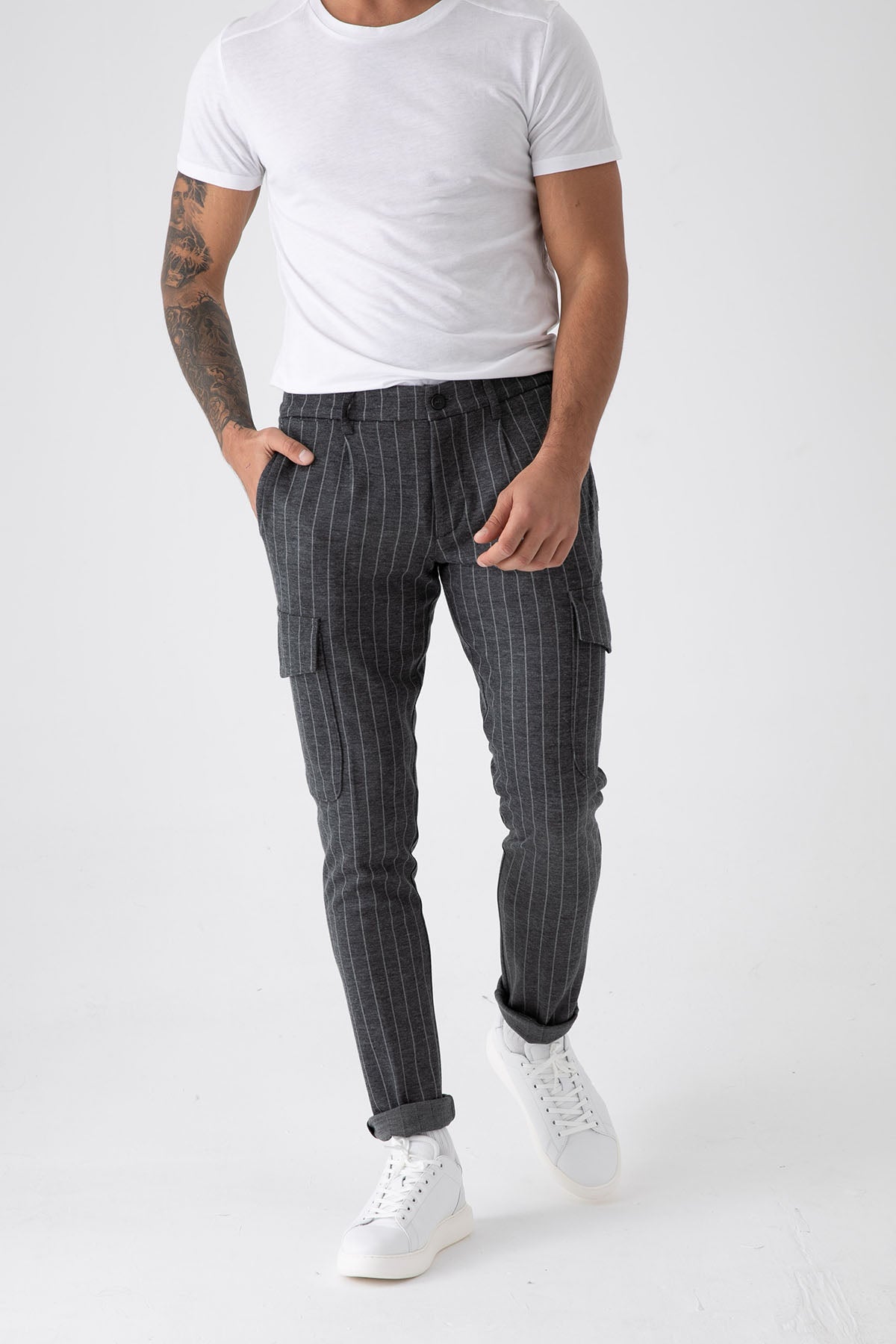 Fradi Çizgili Yün Kargo Pantolon