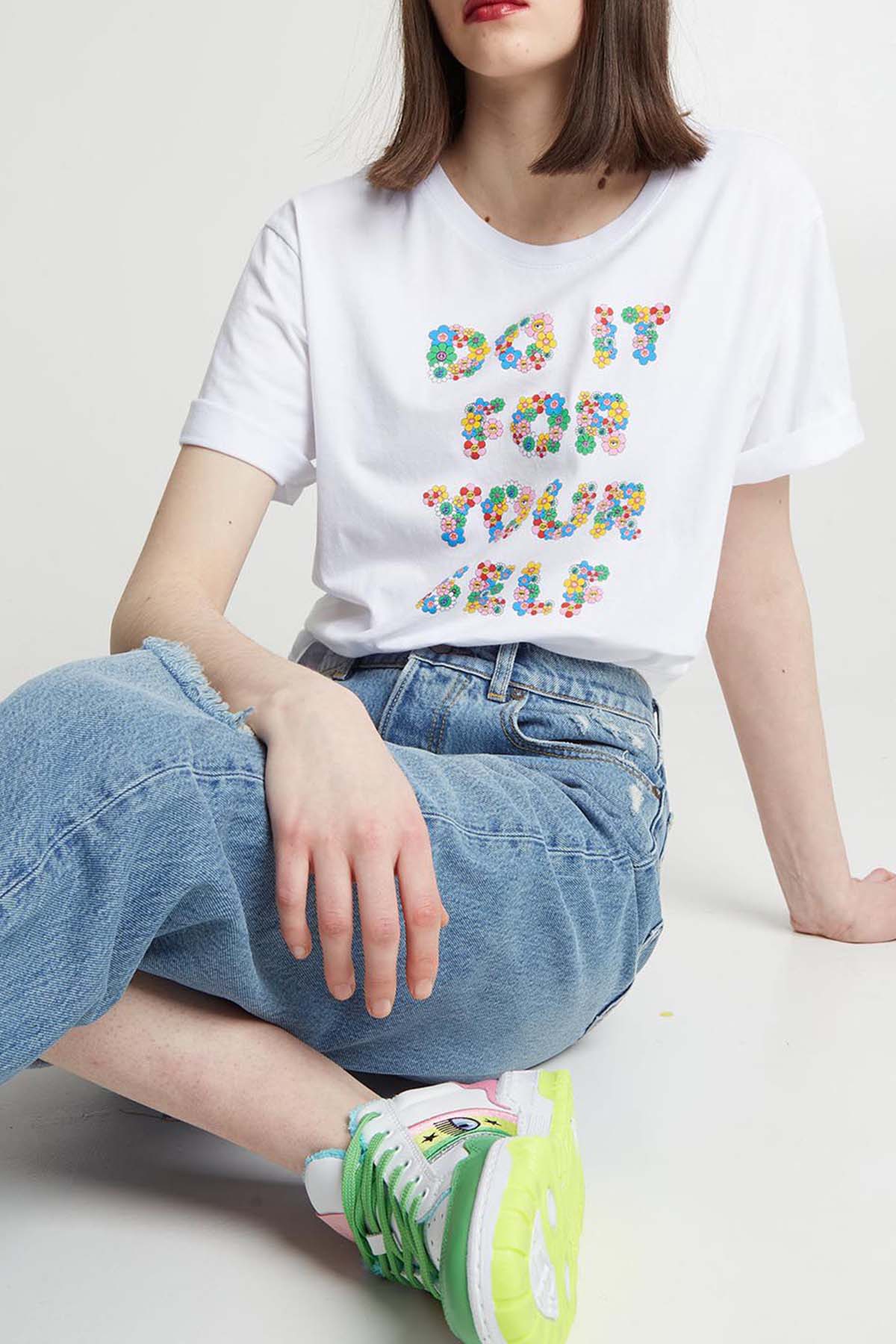 Chiara Ferragni Yuvarlak Yaka Yazılı T-shirt