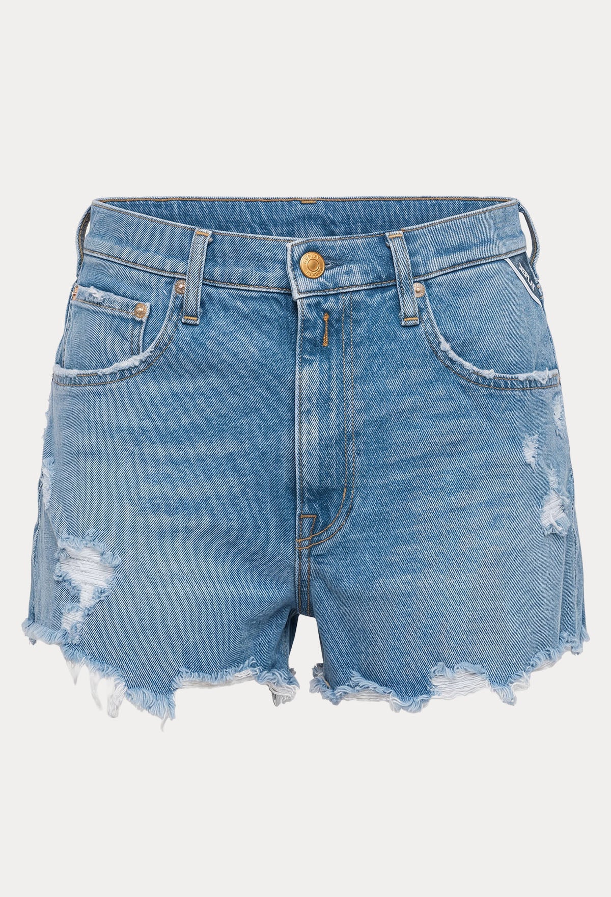 Replay Regular Fit Yüksek Bel Streç Jean Şort