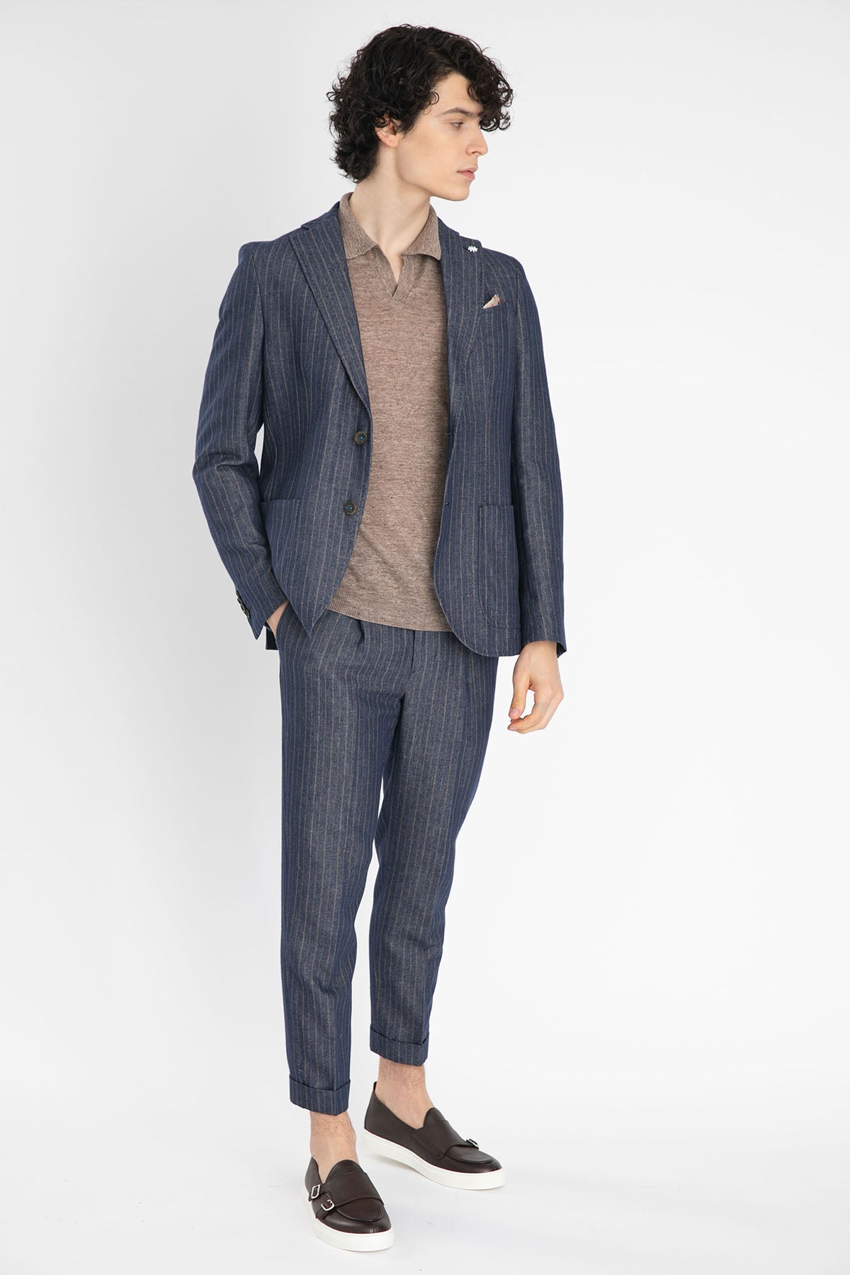 Manuel Ritz Çizgili Çift Düğme Denim Ceket