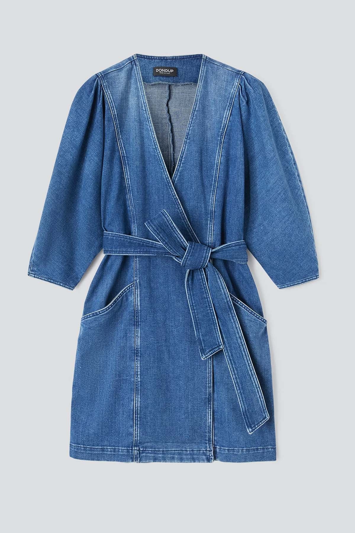 Dondup Belden Kuşaklı V Yaka Mini Denim Elbise