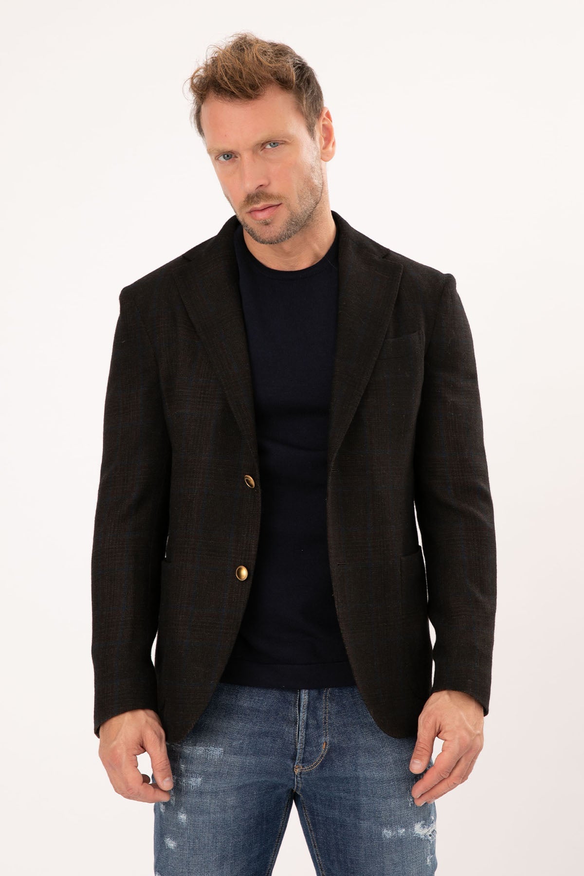 The Gigi Ekose Desenli Yün Blazer Ceket