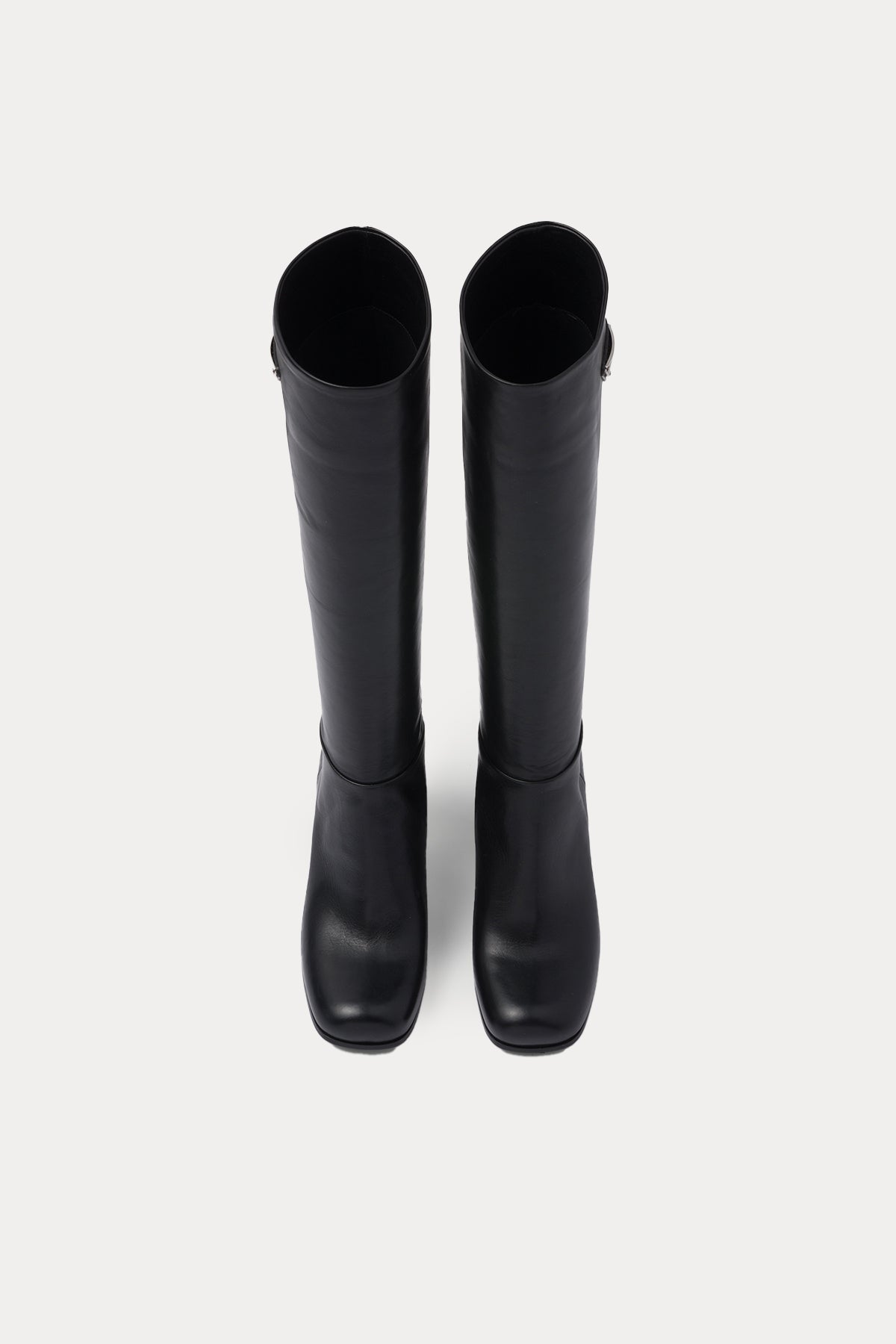 Prada Küt Burun Topuklu Deri Çizme-Libas Trendy Fashion Store