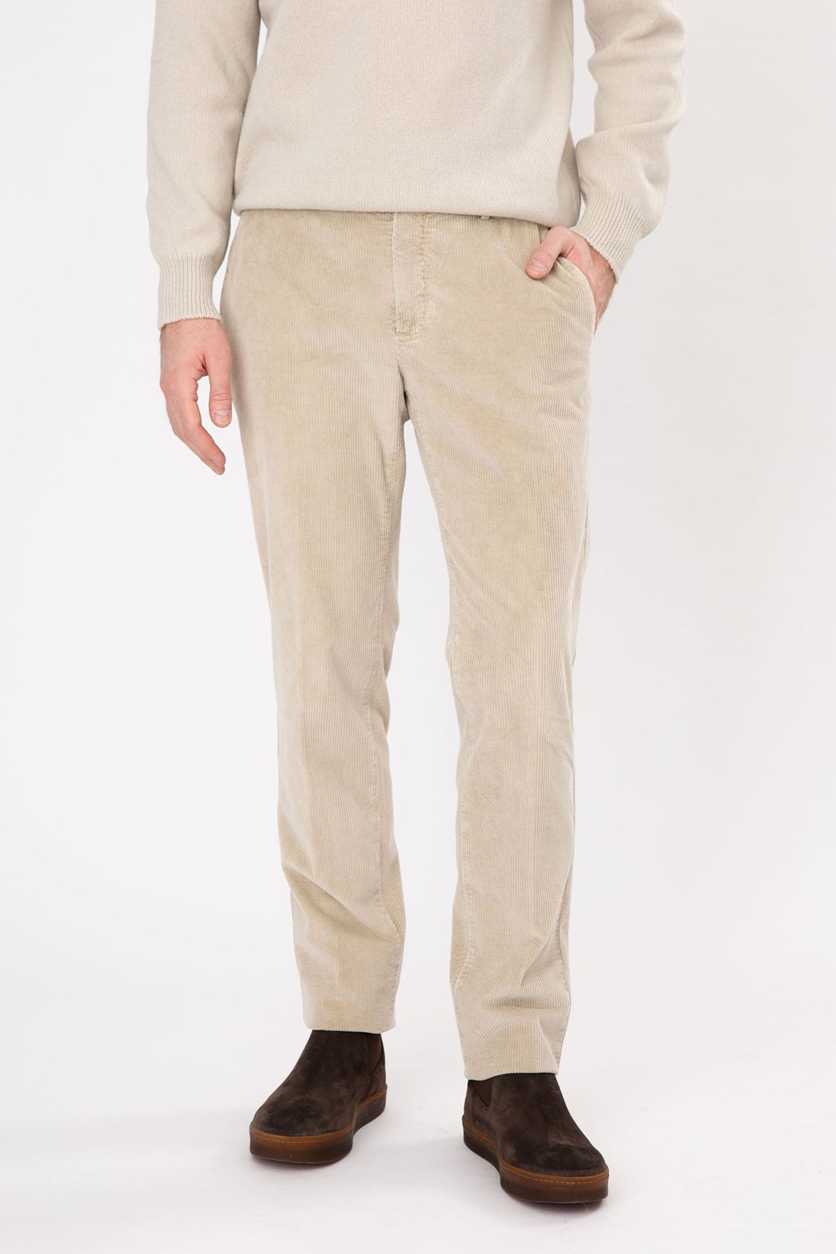 Pantaloni Torino Slim Fit Fitilli Kadife Pantolon