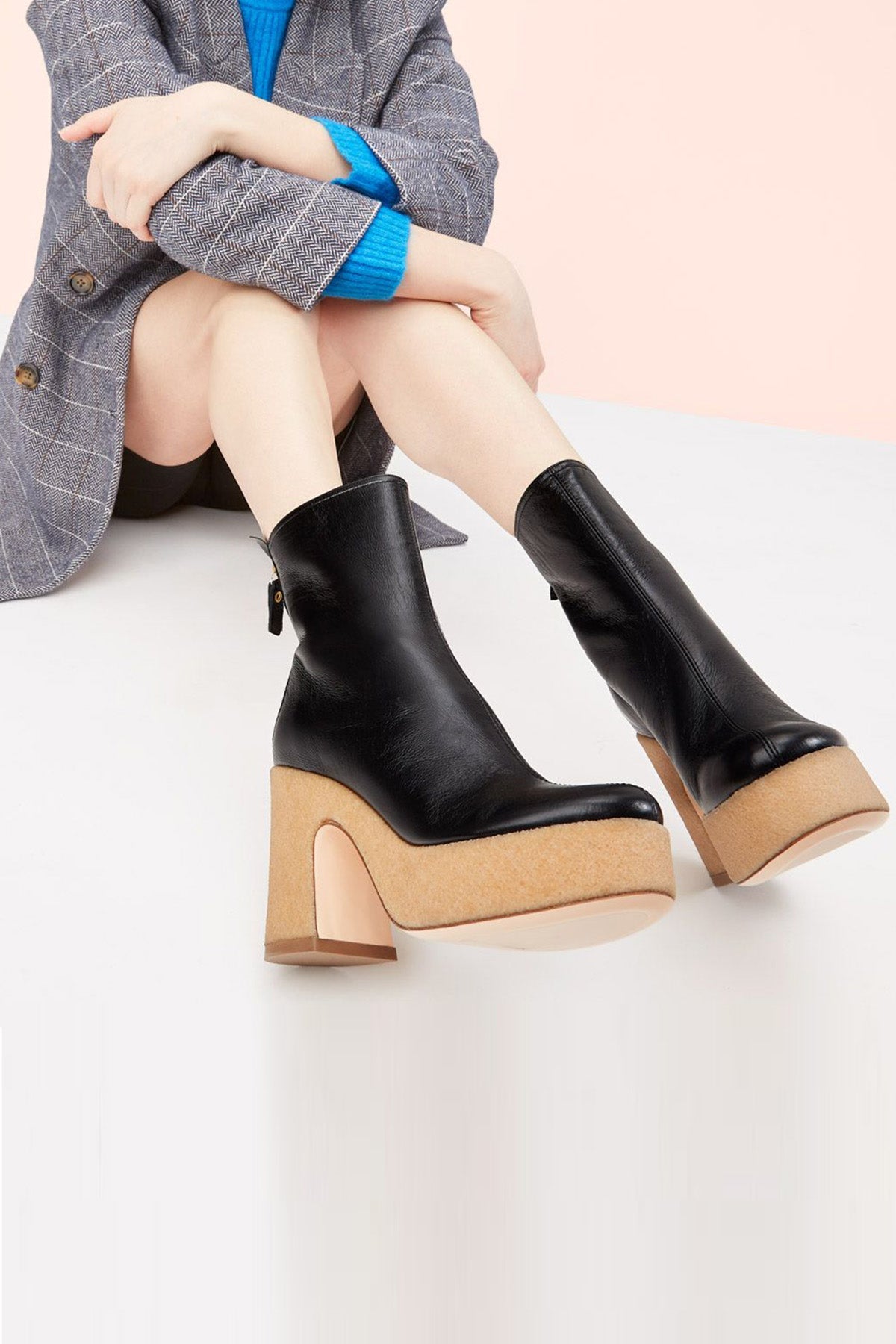 Agl Shan Platform Topuklu Deri Bot