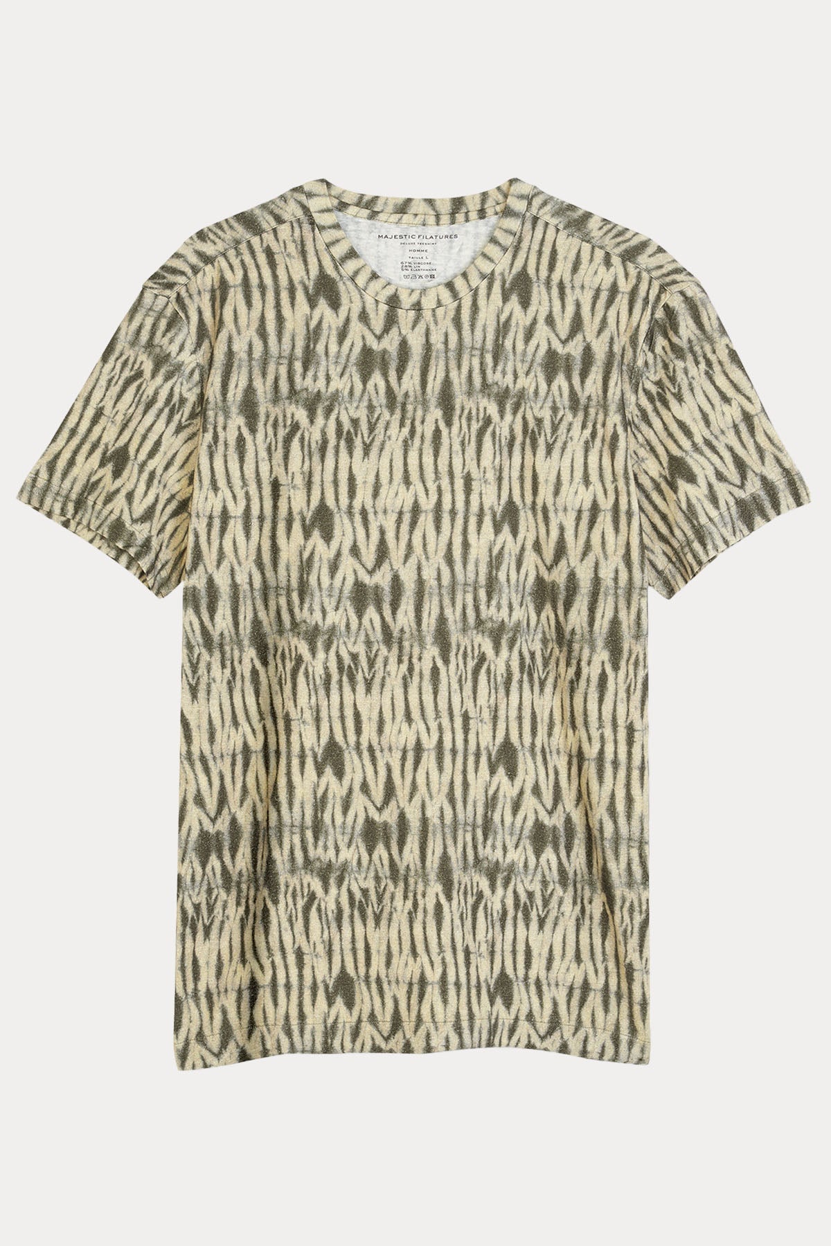 Majestic Desenli Streç Keten T-shirt