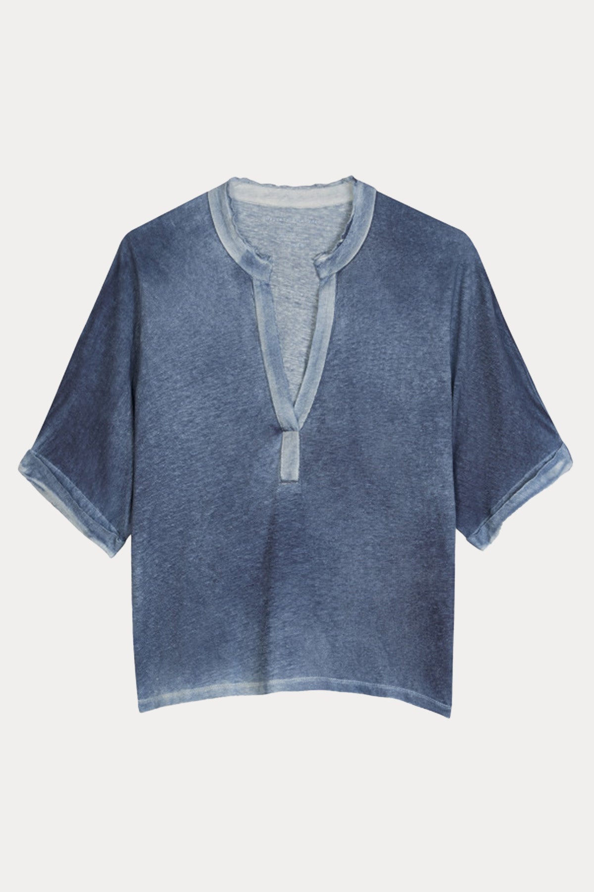 Majestic V Yaka Streç Keten T-shirt-Libas Trendy Fashion Store