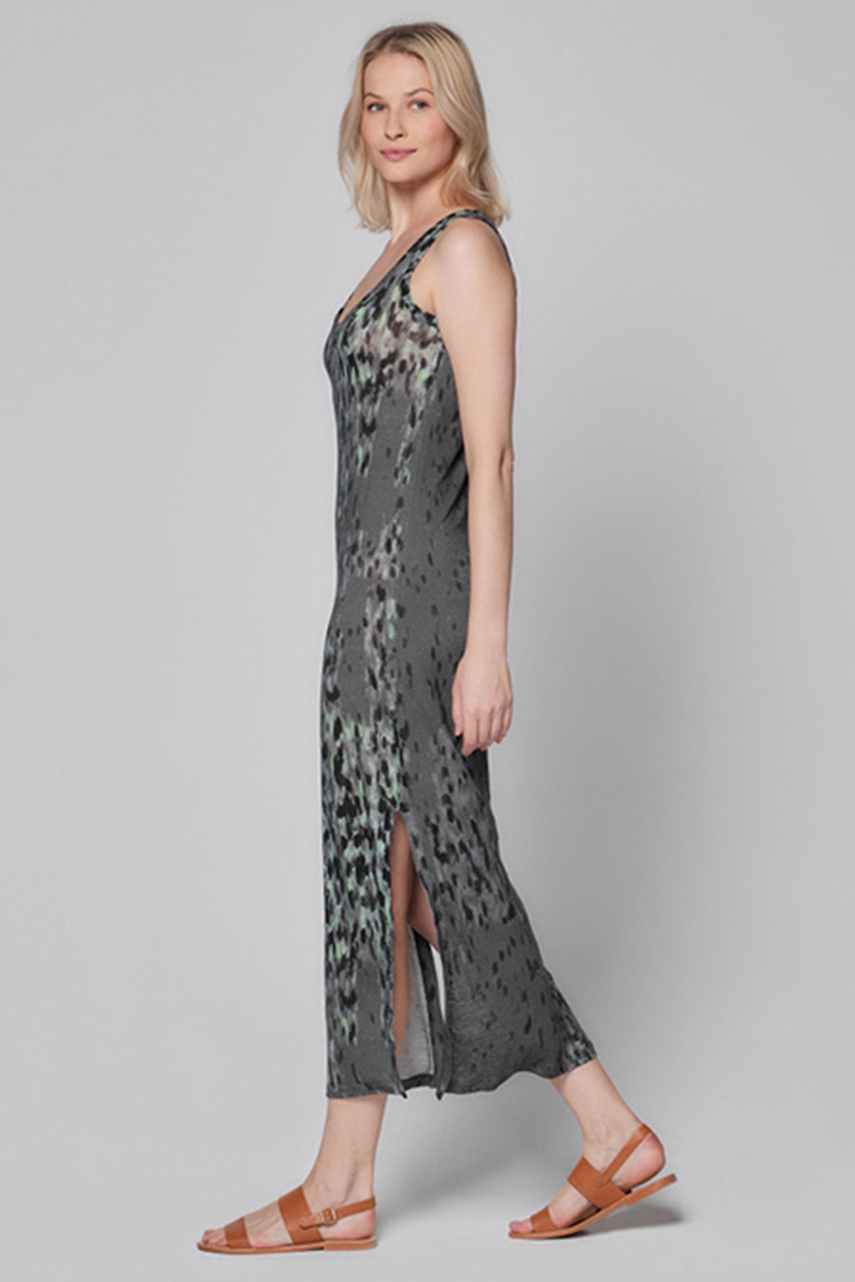 Majestic Streç Ketenli Midi Elbise-Libas Trendy Fashion Store