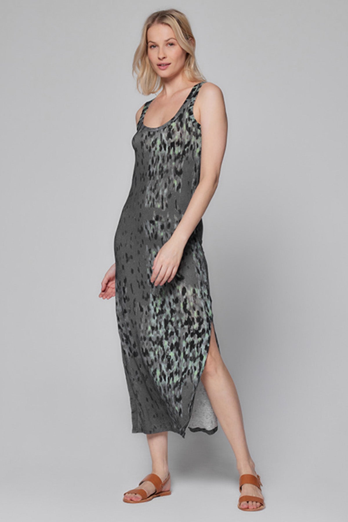 Majestic Streç Ketenli Midi Elbise-Libas Trendy Fashion Store