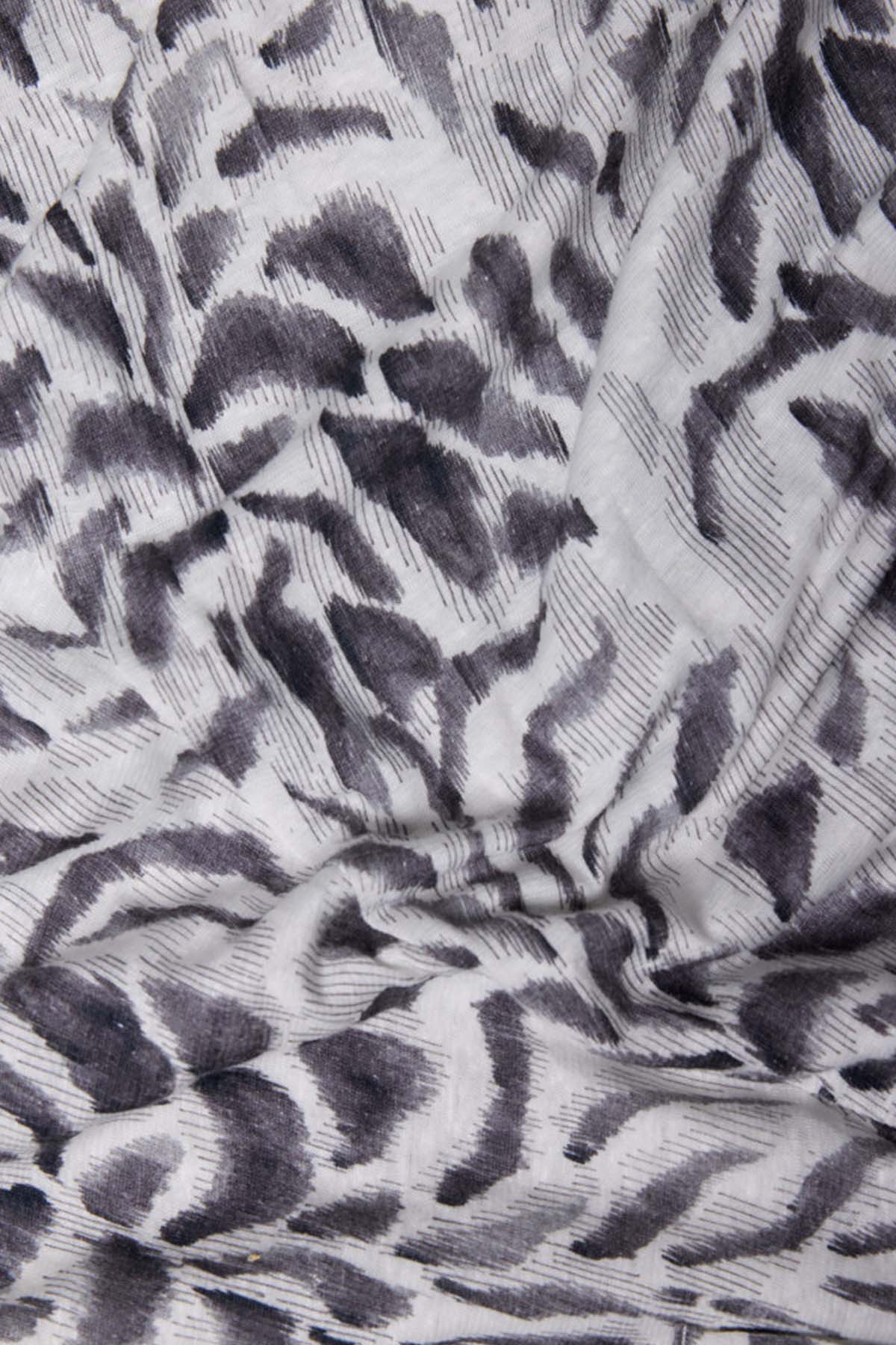 Majestic V Yaka Midi Streç Keten Elbise