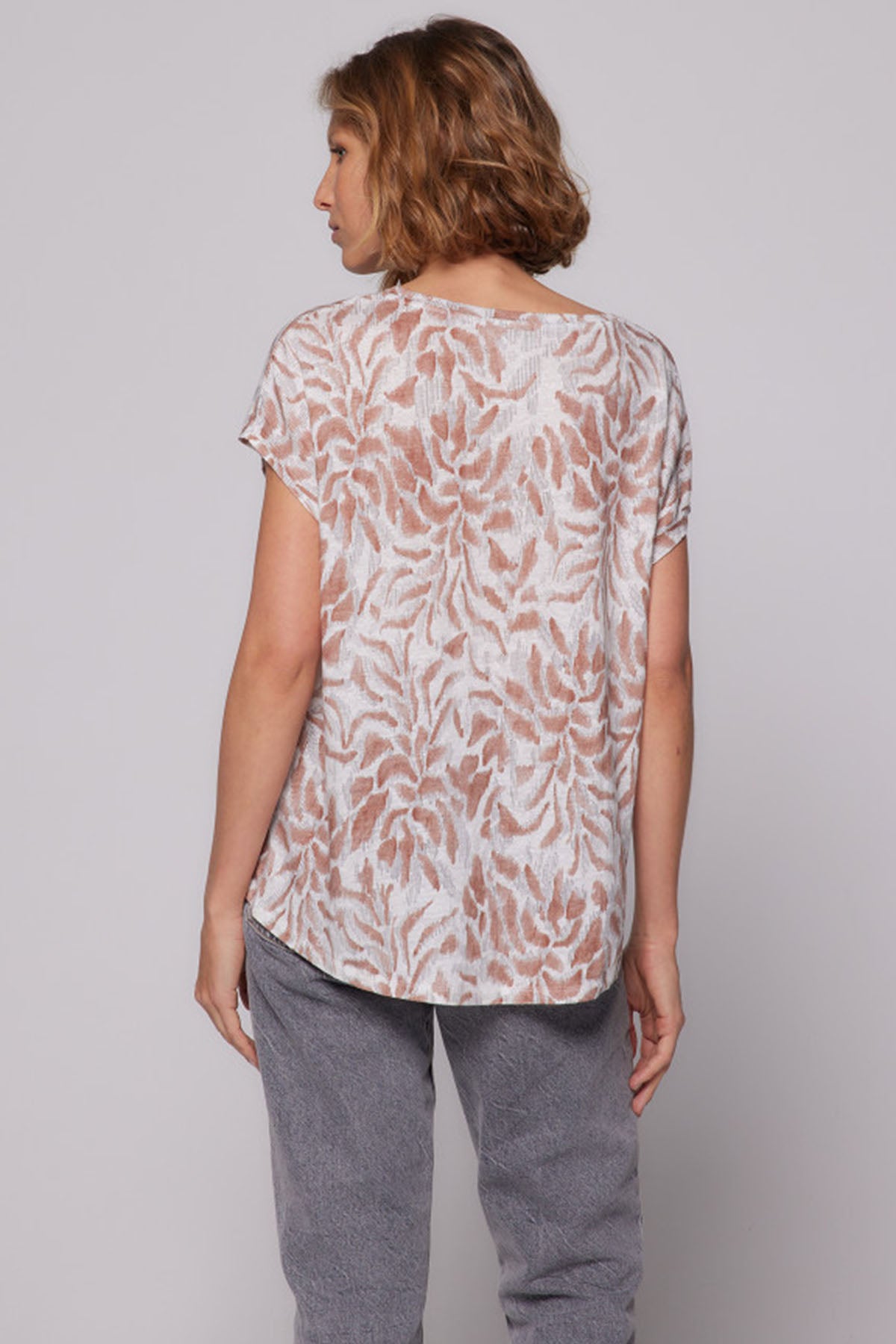 Majestic V Yaka Streç Keten T-shirt-Libas Trendy Fashion Store