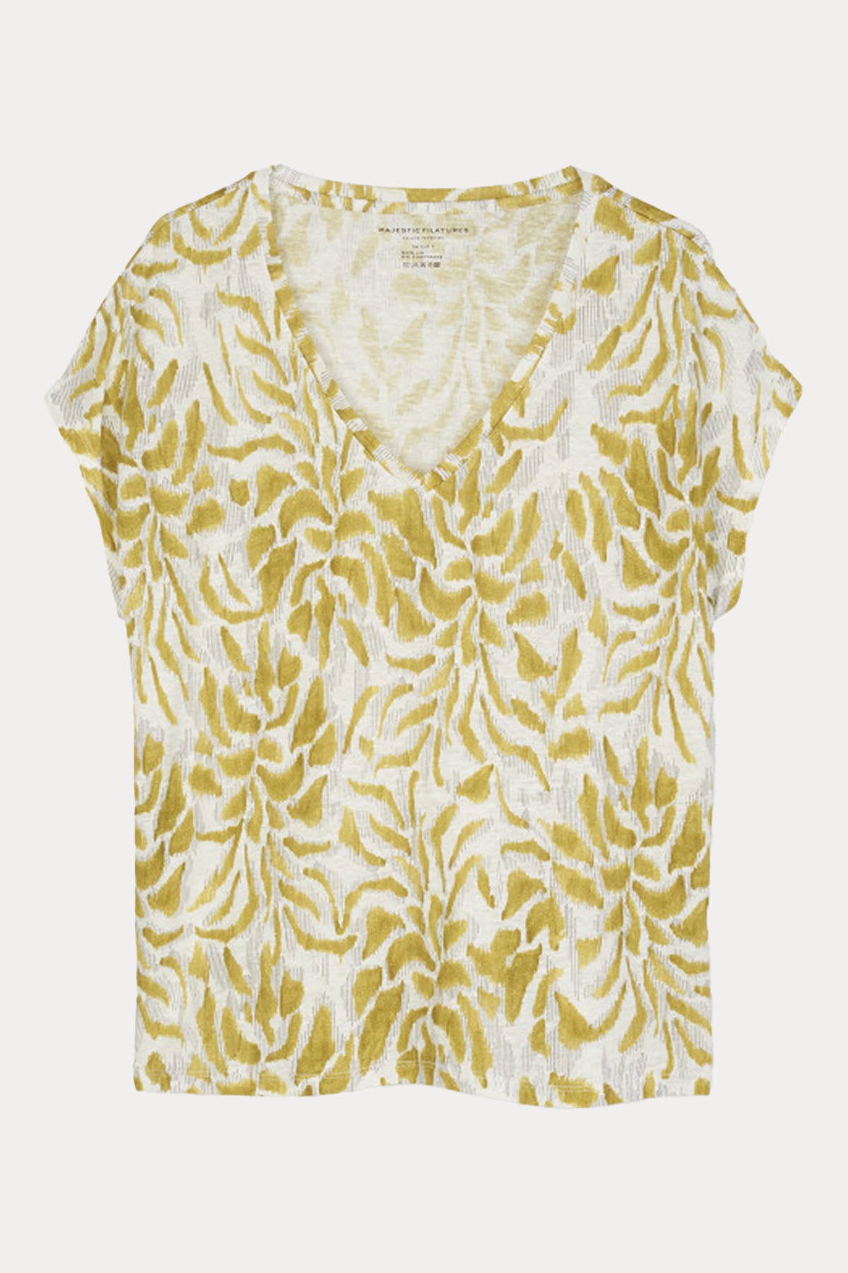 Majestic V Yaka Streç Keten T-shirt-Libas Trendy Fashion Store