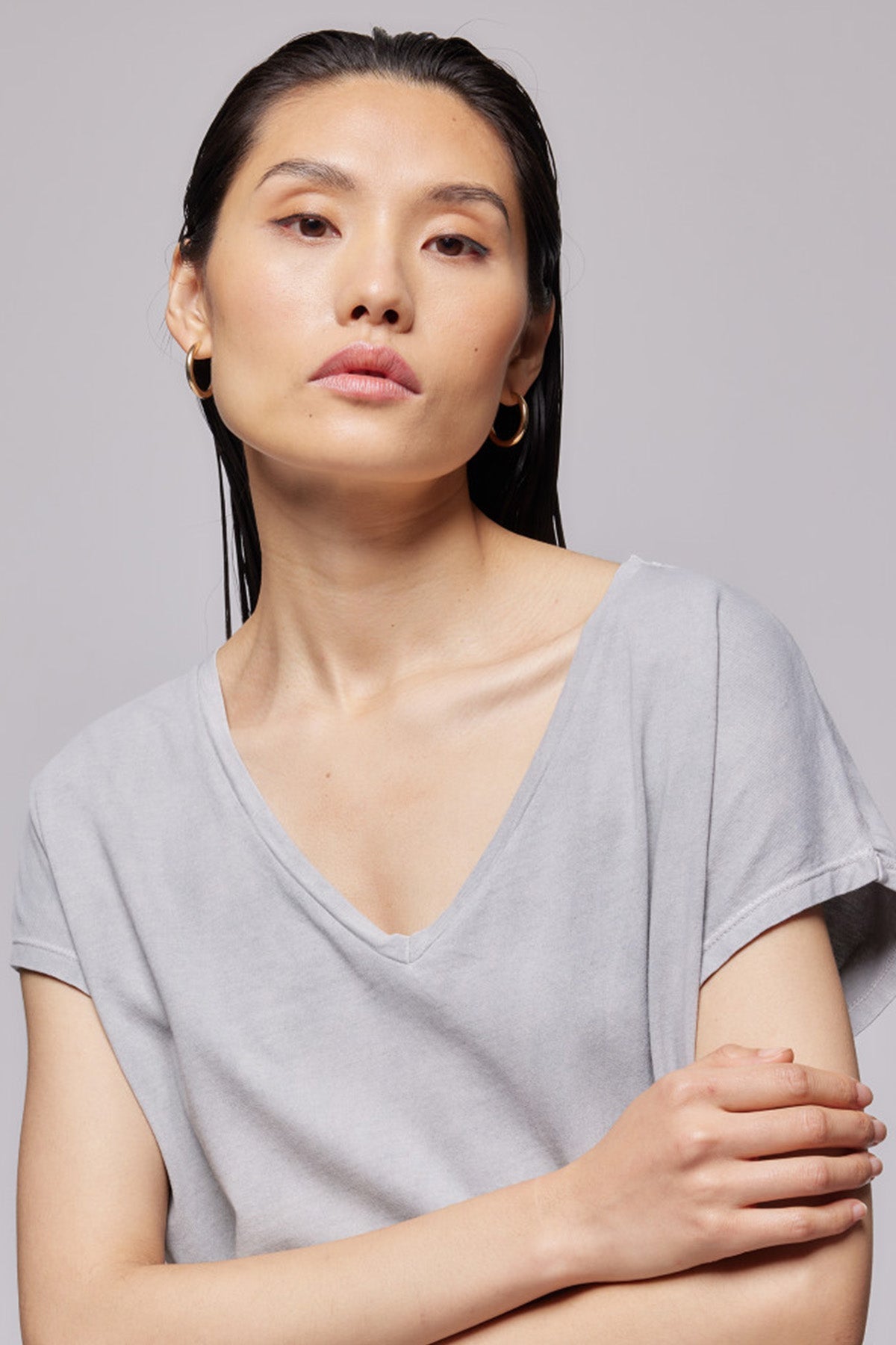 Majestic Geniş Kesim V Yaka T-shirt