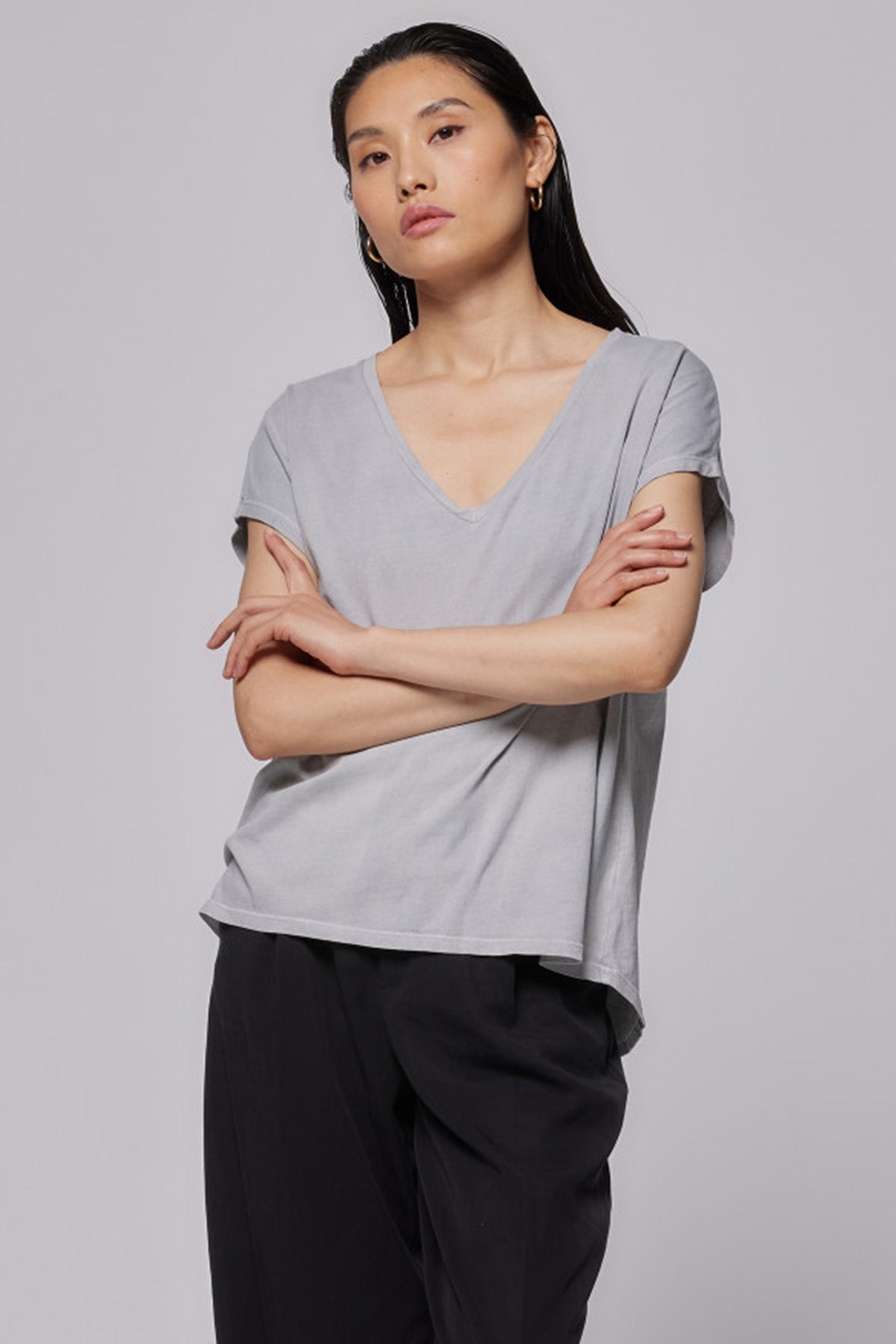 Majestic Geniş Kesim V Yaka T-shirt