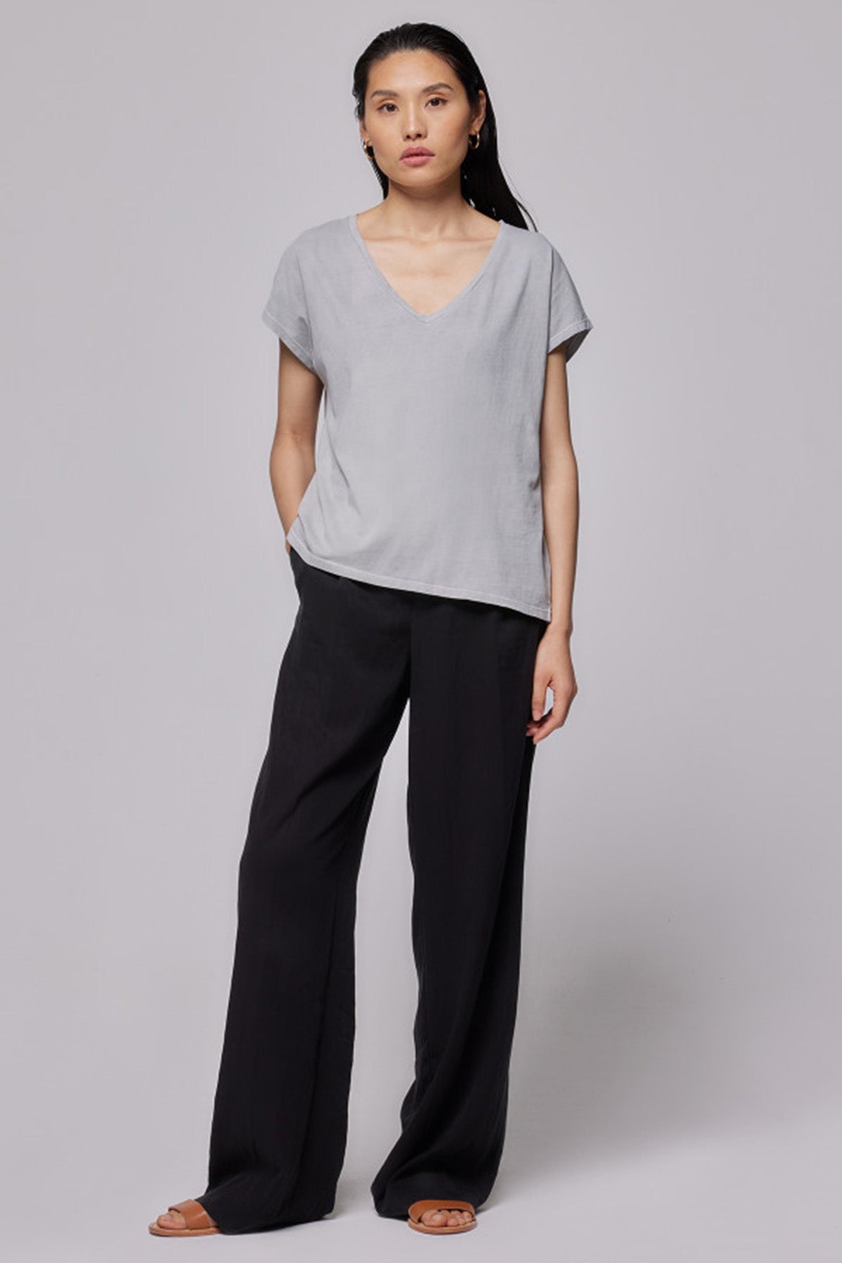 Majestic Geniş Kesim V Yaka T-shirt