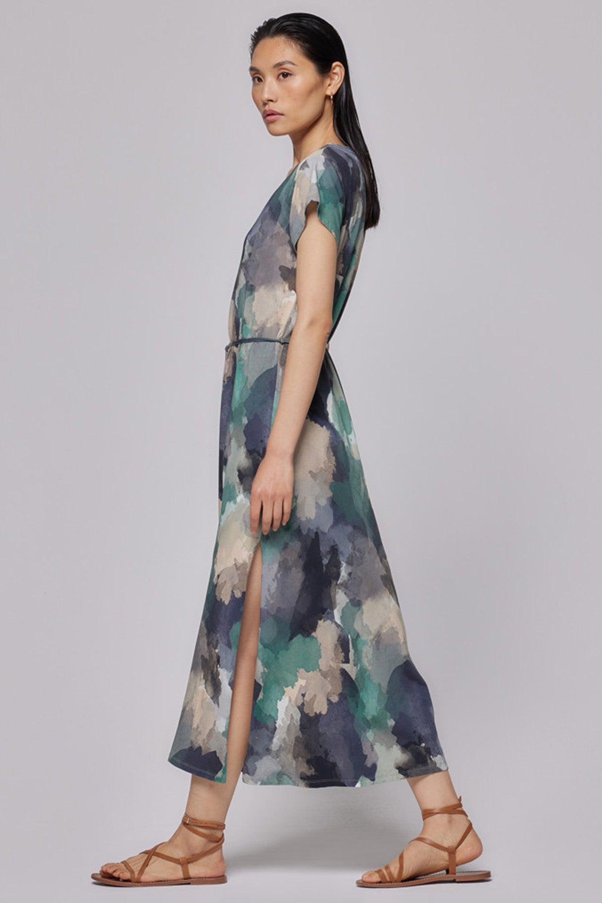 Majestic V Yaka Streç Maxi Elbise-Libas Trendy Fashion Store