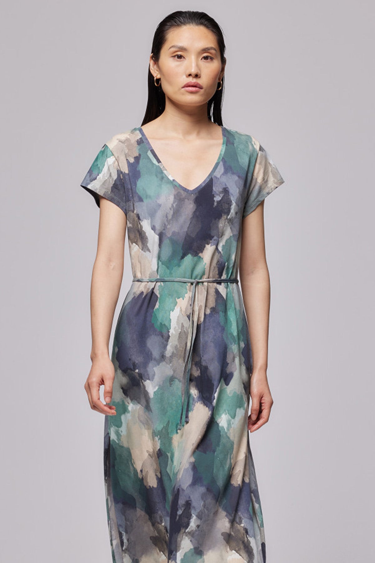 Majestic V Yaka Streç Maxi Elbise-Libas Trendy Fashion Store