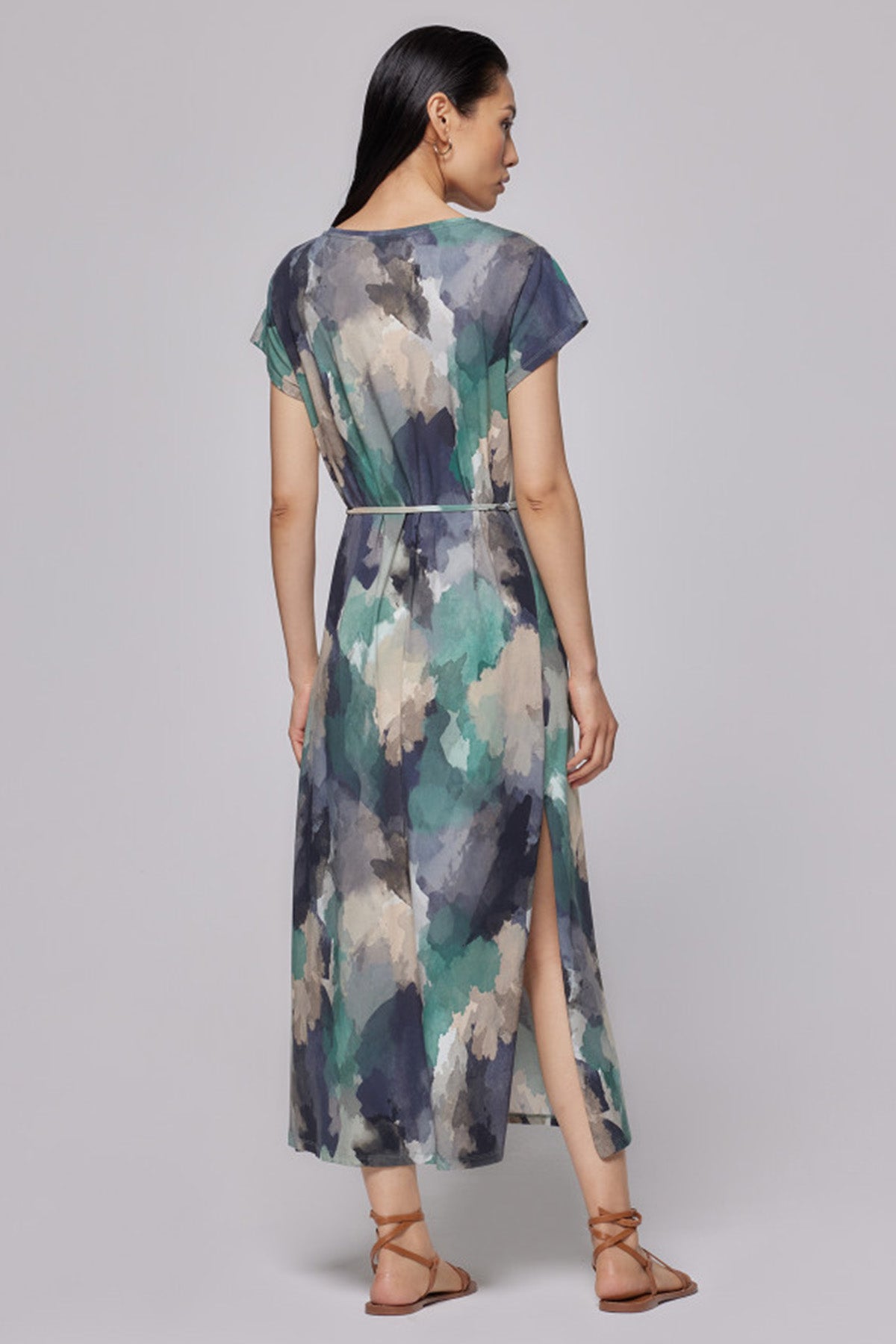 Majestic V Yaka Streç Maxi Elbise-Libas Trendy Fashion Store