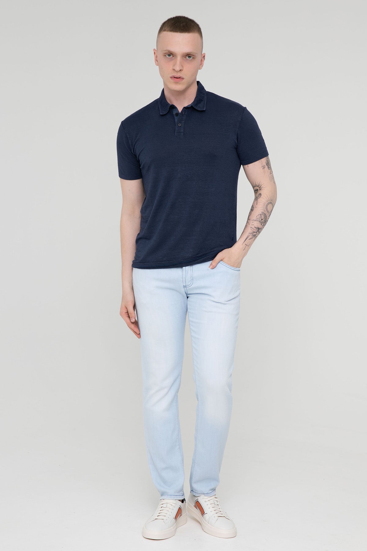 Manifattura Polo Yaka Keten T-shirt