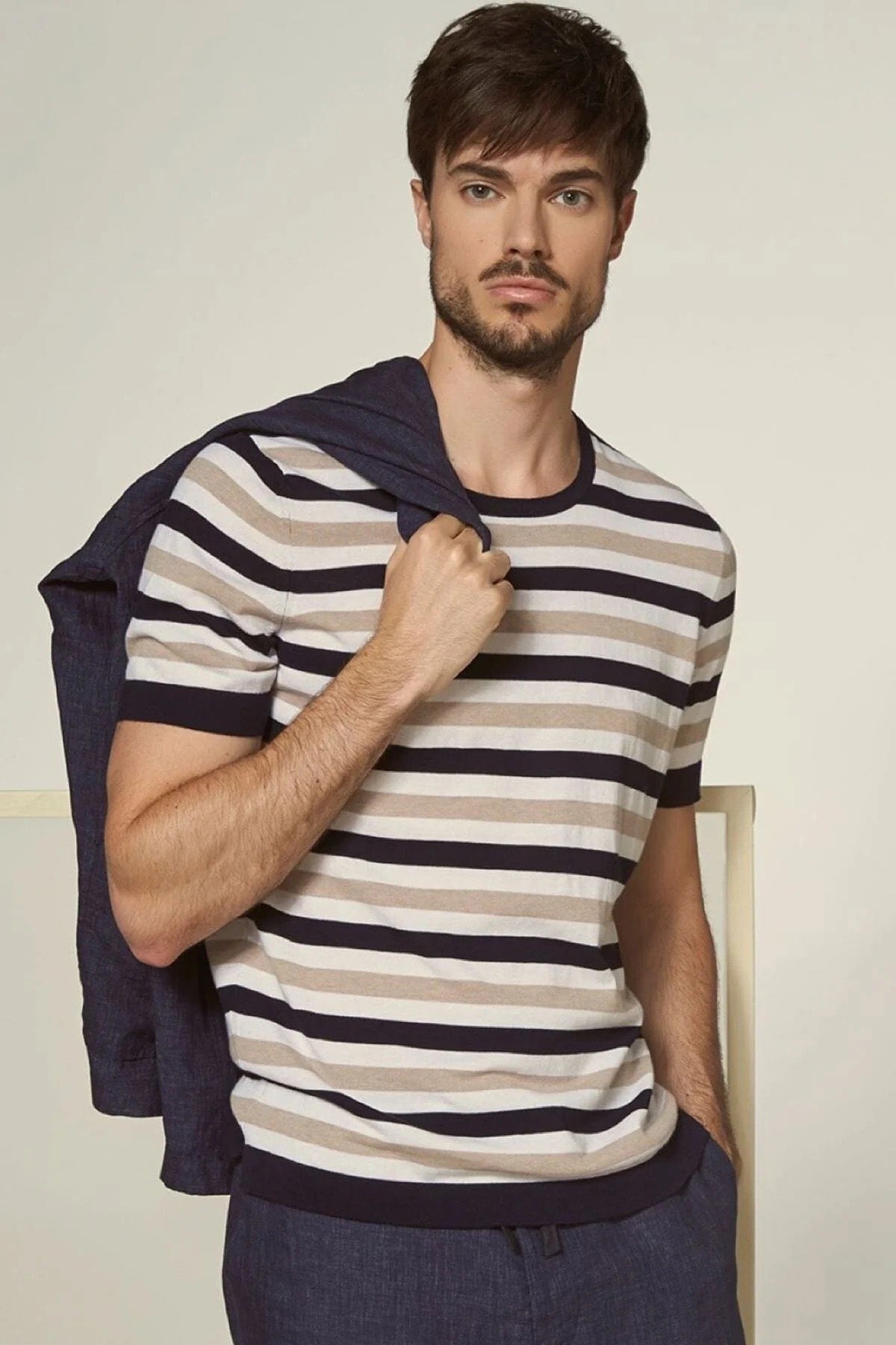 Gran Sasso Semi Tailored Fit Çizgili T-shirt-Libas Trendy Fashion Store