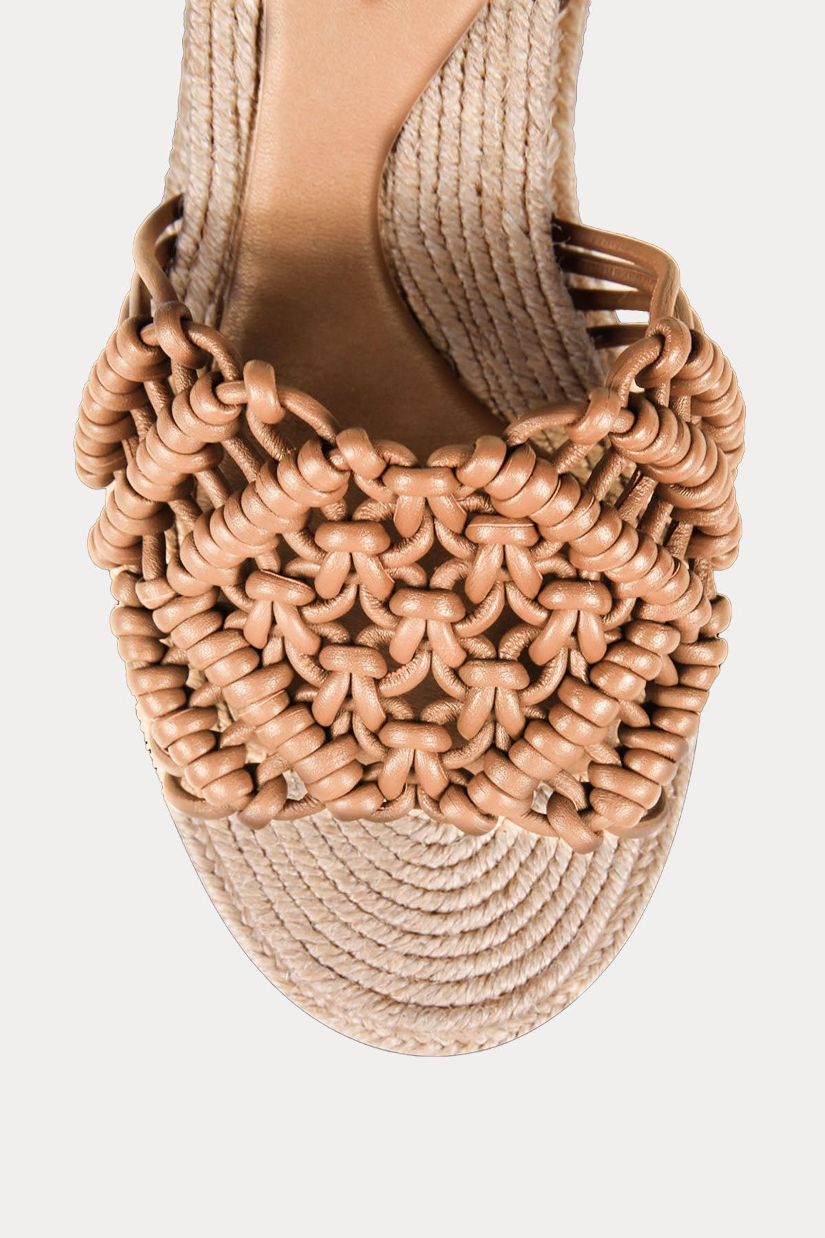 Paloma Barcelo Olivia Hasır Platform Tabanlı Örgü Deri Sandalet