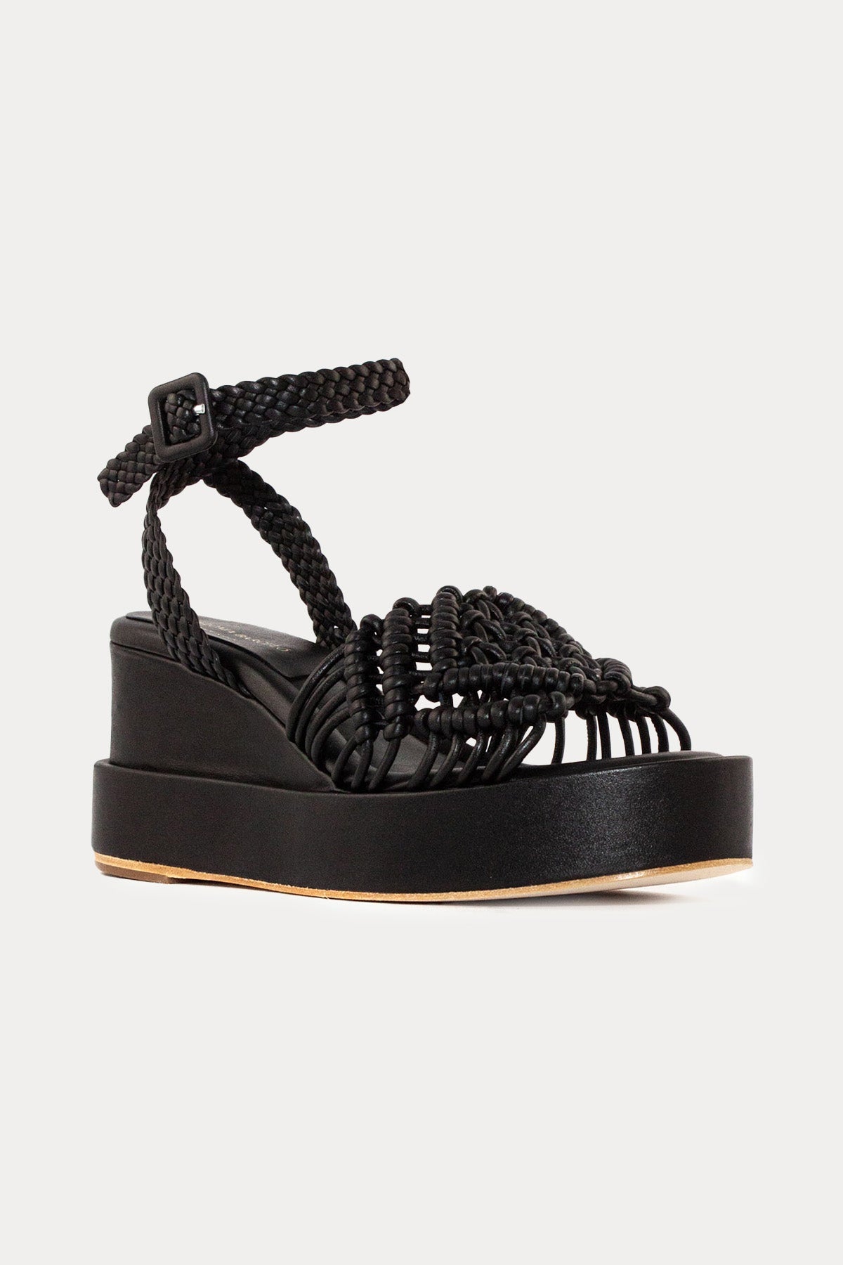 Paloma Barcelo Vallet Paltform Tabanlı Örgü Deri Sandalet