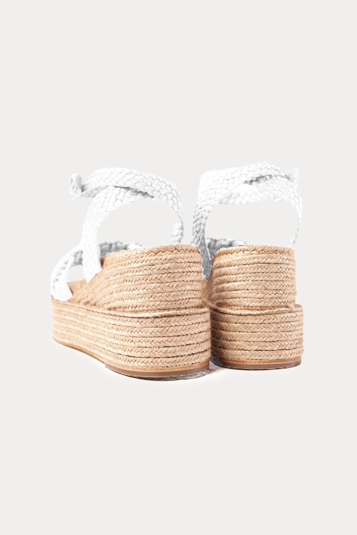 Paloma Barcelo Olivia Hasır Platform Tabanlı Örgü Deri Sandalet