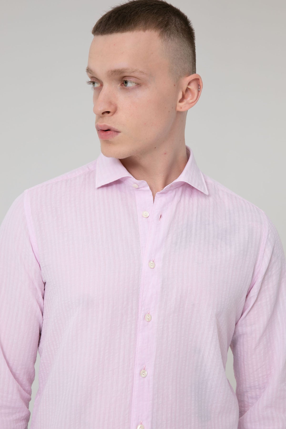 Tintoria Mattei İtalyan Yaka Ketenli Slim Fit Gömlek-Libas Trendy Fashion Store