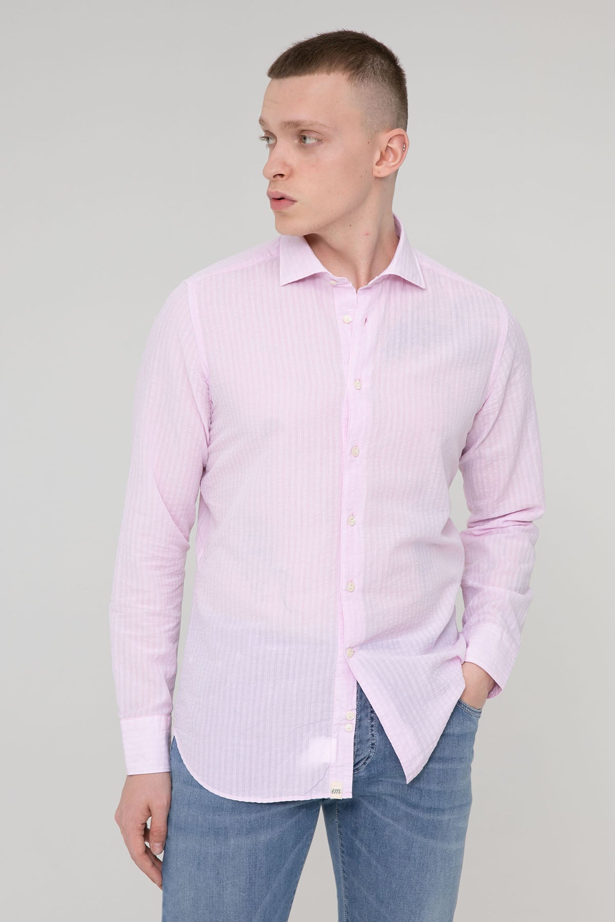 Tintoria Mattei İtalyan Yaka Ketenli Slim Fit Gömlek-Libas Trendy Fashion Store