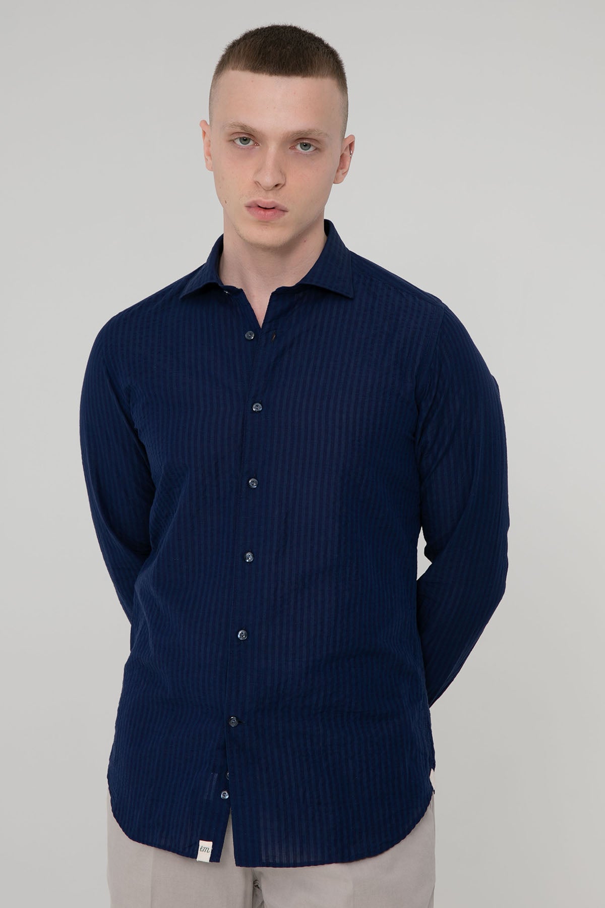 Tintoria Mattei İtalyan Yaka Ketenli Slim Fit Gömlek-Libas Trendy Fashion Store