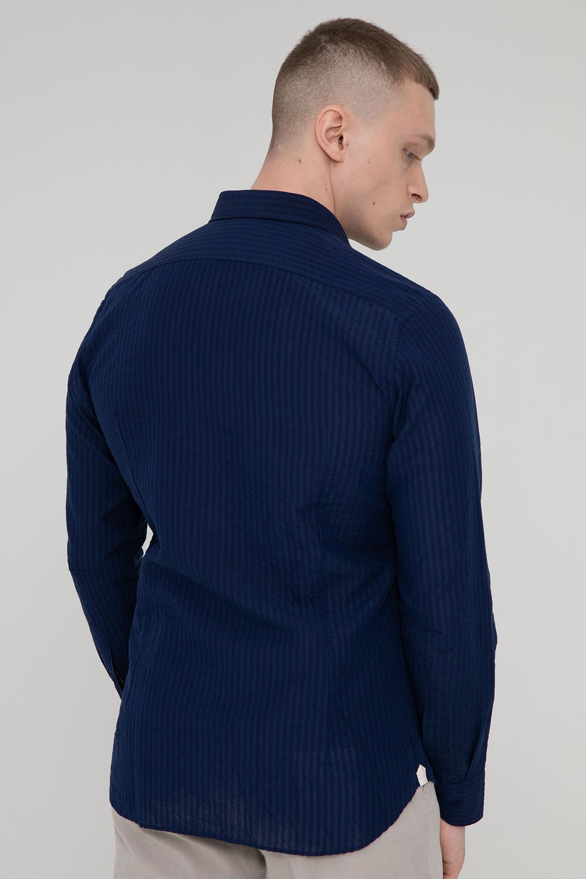 Tintoria Mattei İtalyan Yaka Ketenli Slim Fit Gömlek-Libas Trendy Fashion Store