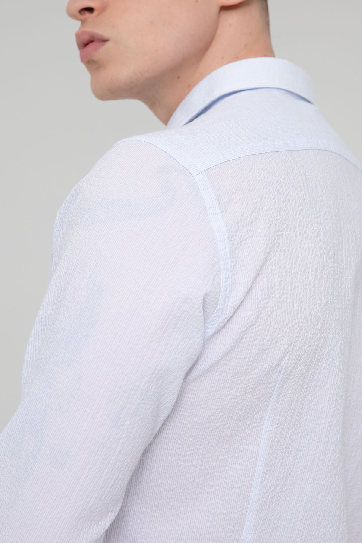 Tintoria Mattei İtalyan Yaka Gofre Kumaş Slim Fit Gömlek-Libas Trendy Fashion Store