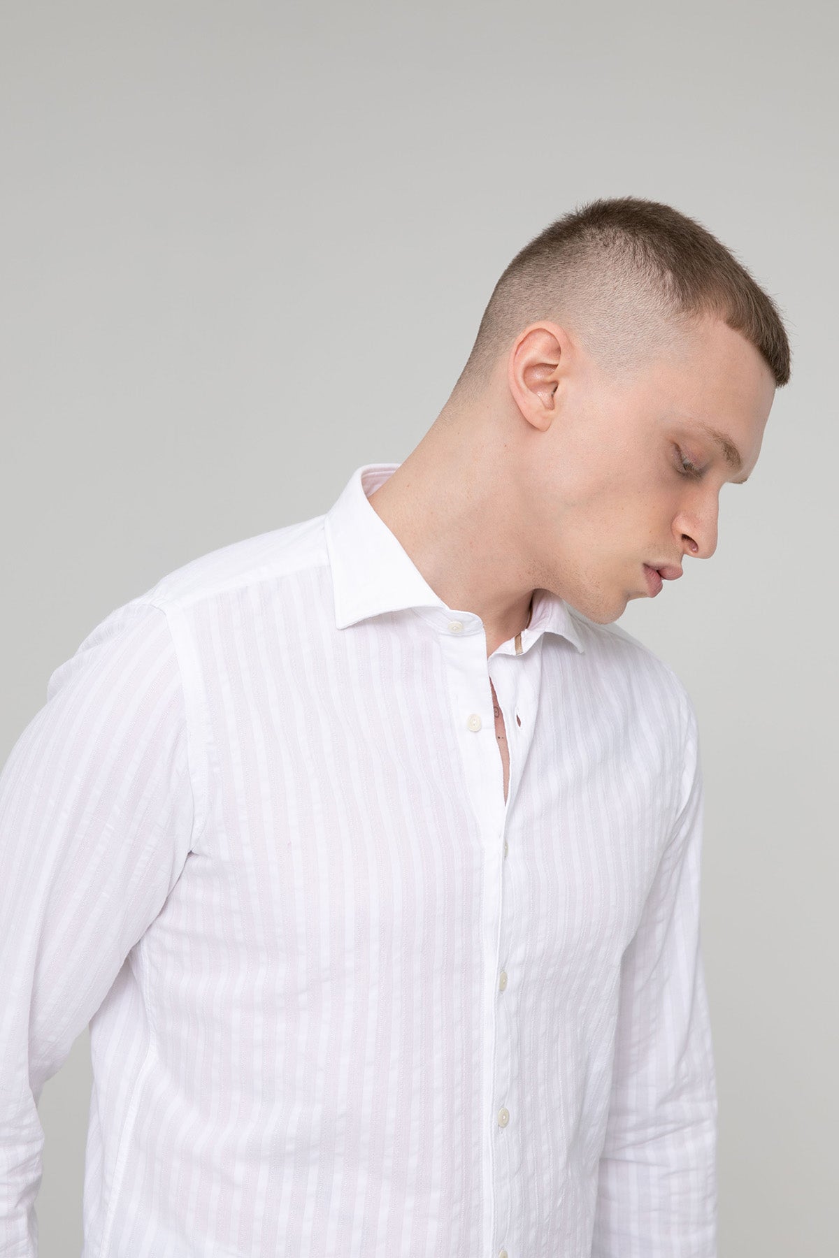 Tintoria Mattei İtalyan Yaka Ketenli Slim Fit Gömlek-Libas Trendy Fashion Store