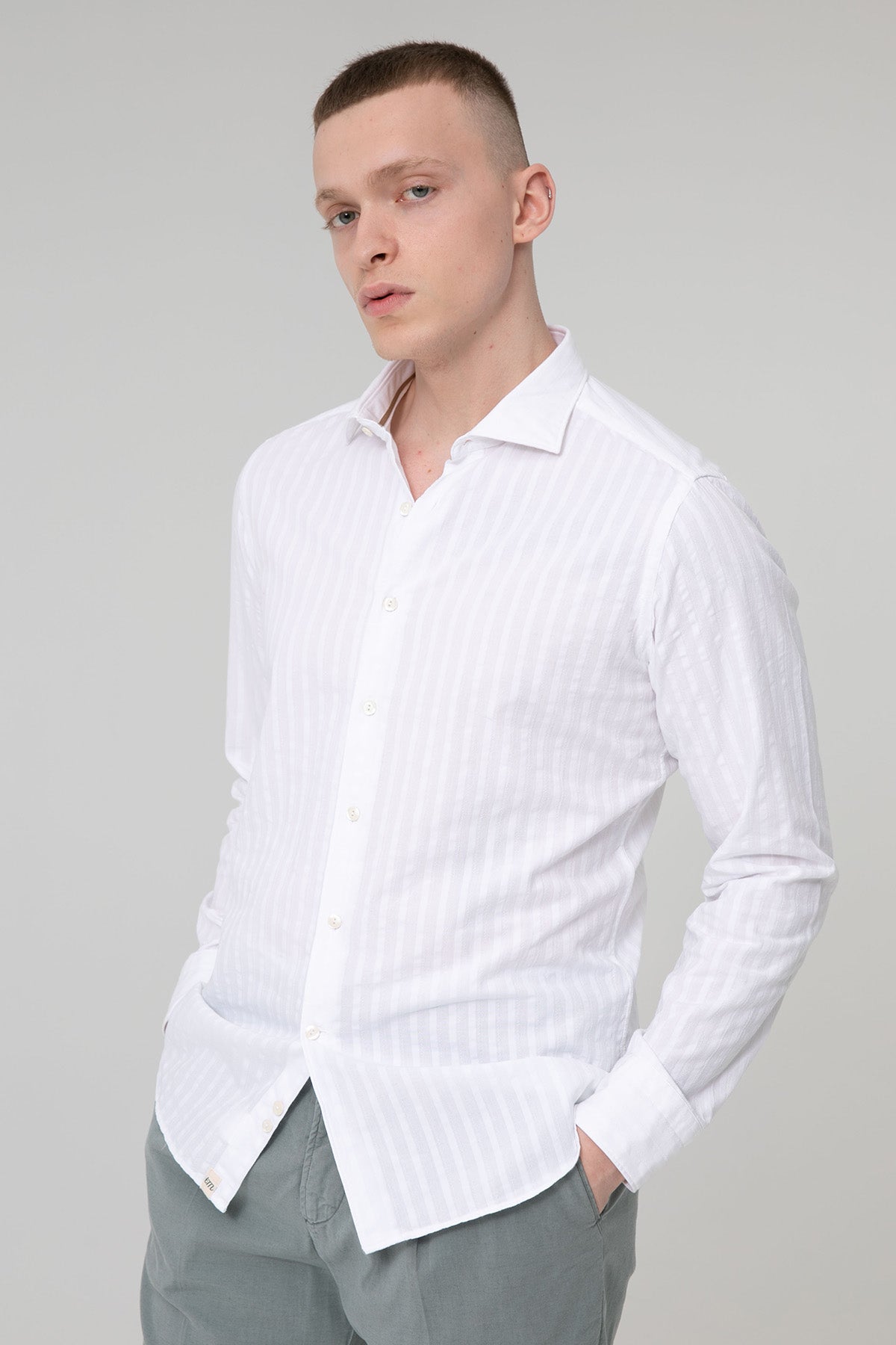 Tintoria Mattei İtalyan Yaka Ketenli Slim Fit Gömlek-Libas Trendy Fashion Store