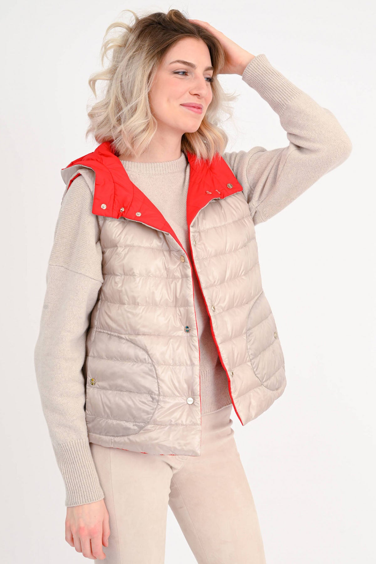 Herno Çift Taraflı Kapüşonlu Puffer Yelek-Libas Trendy Fashion Store