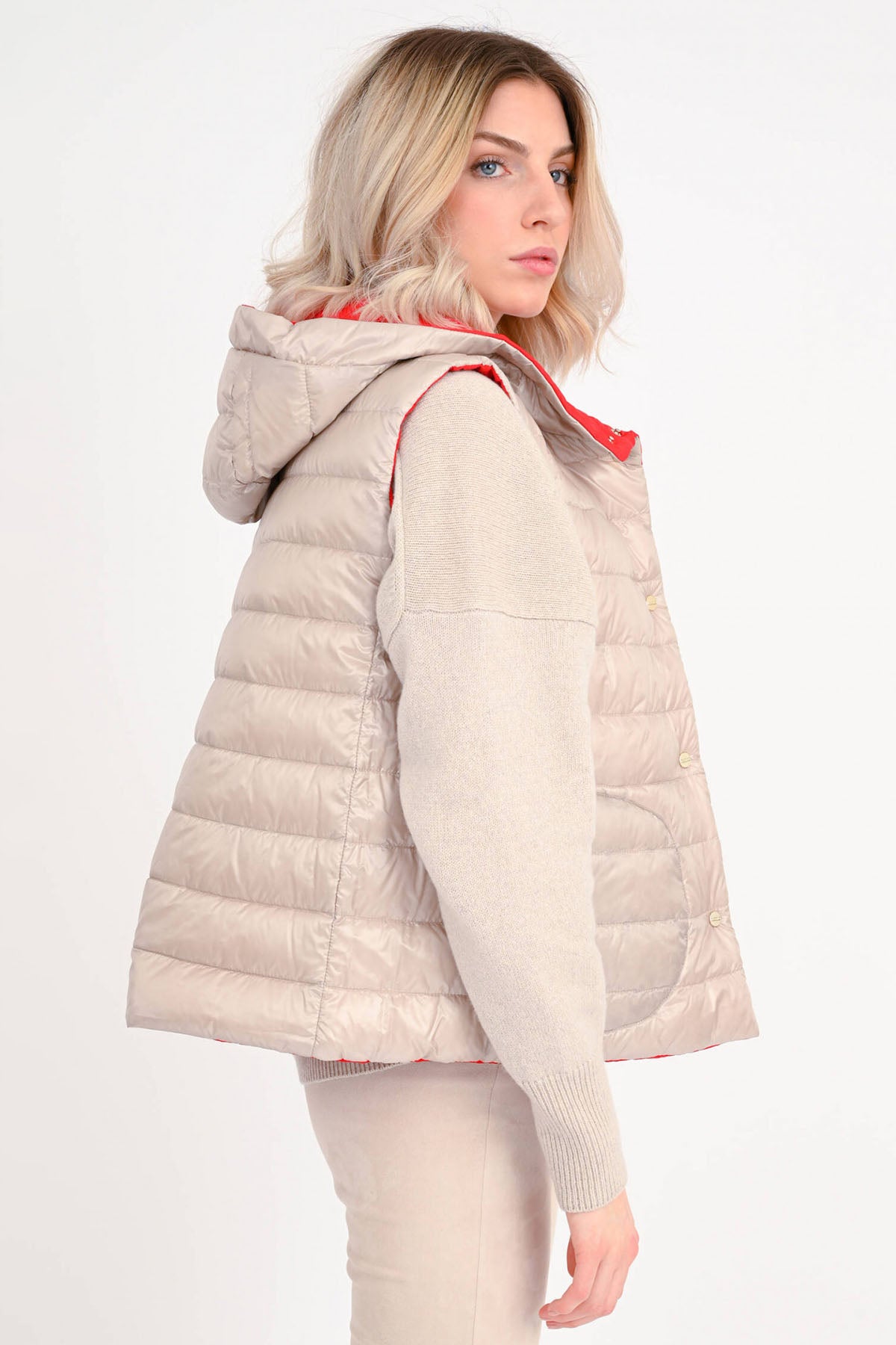 Herno Çift Taraflı Kapüşonlu Puffer Yelek-Libas Trendy Fashion Store