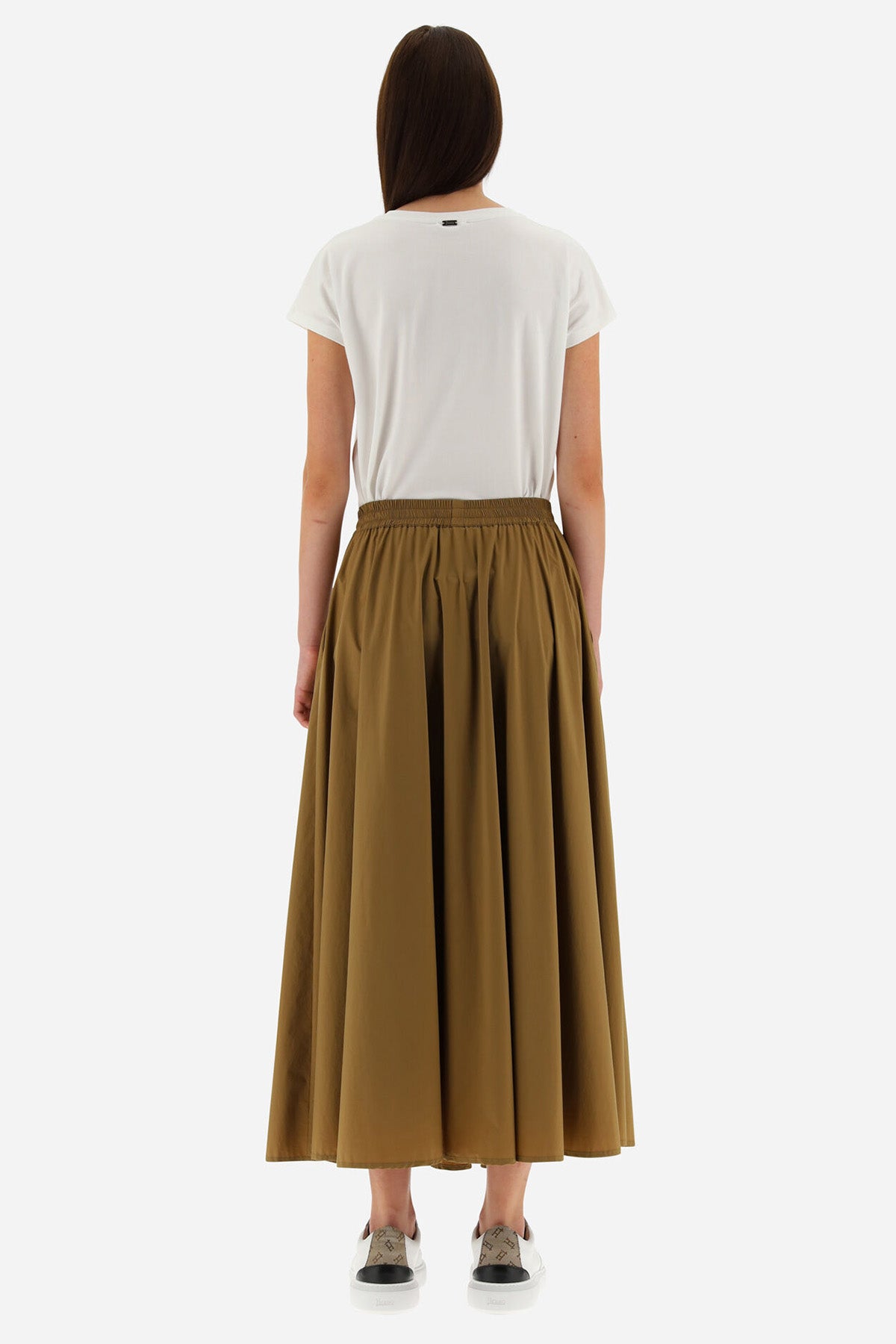 Herno Beli Lastikli Pileli Midi Etek-Libas Trendy Fashion Store