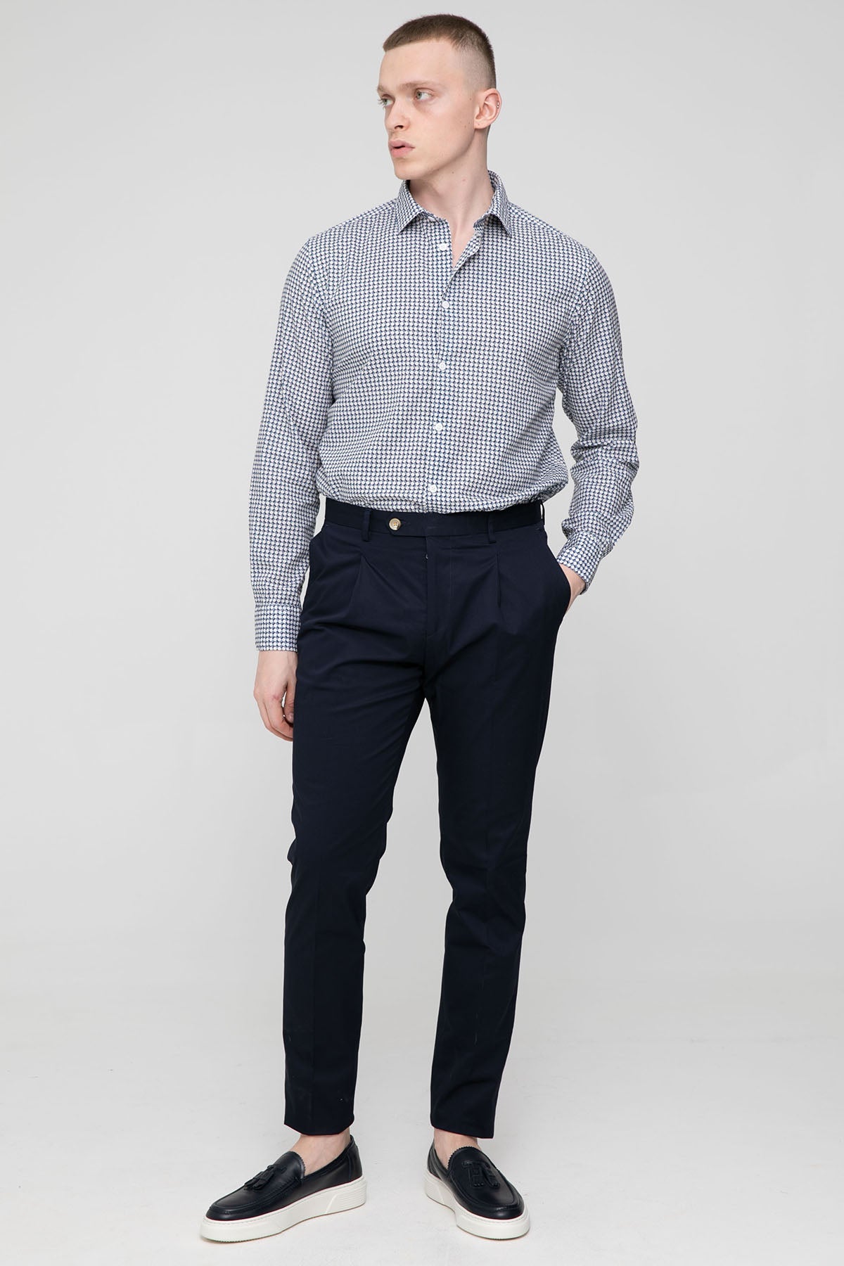 Fradi Klasik Yaka Pötikareli Gömlek