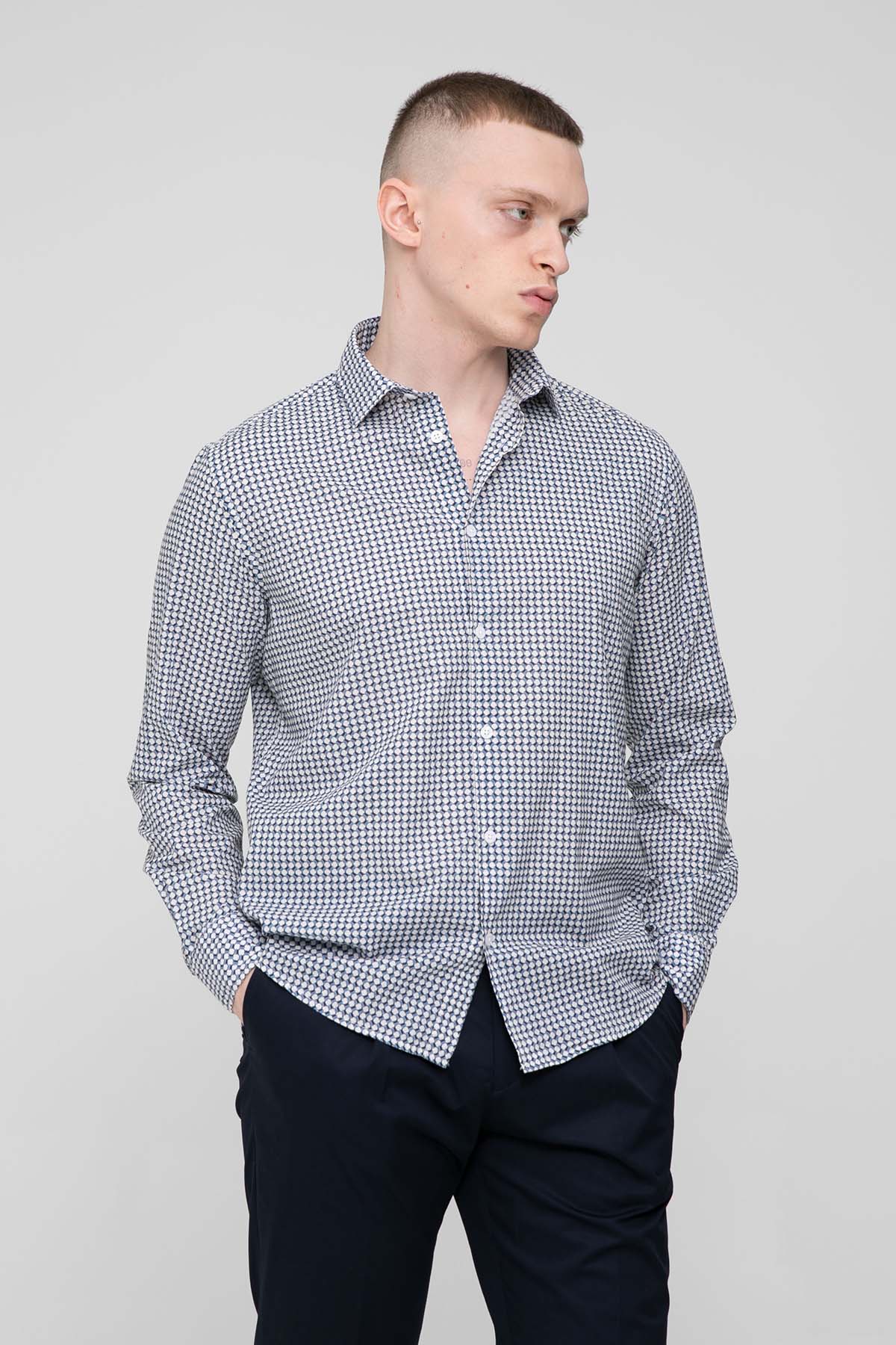 Fradi Klasik Yaka Pötikareli Gömlek