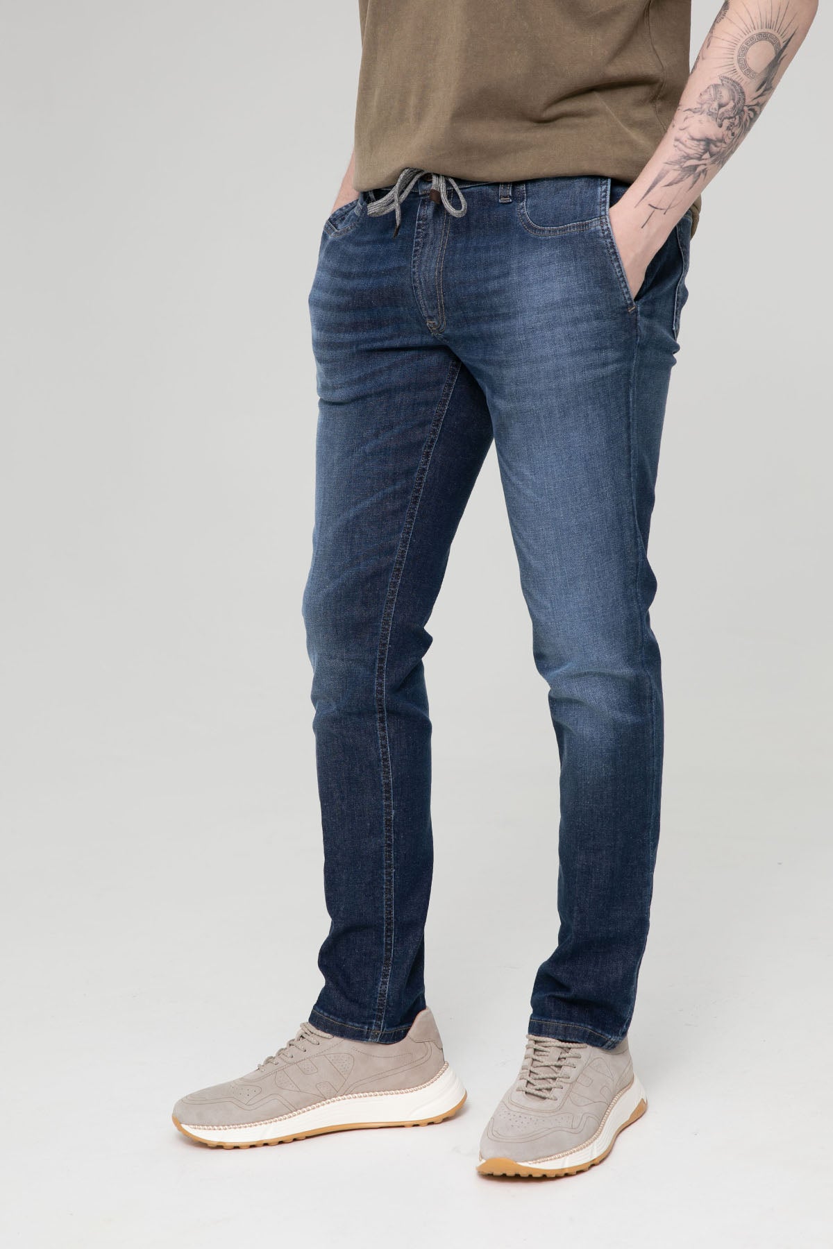 Fradi Slim Fit Beli Lastikli Yandan Cepli Jeans