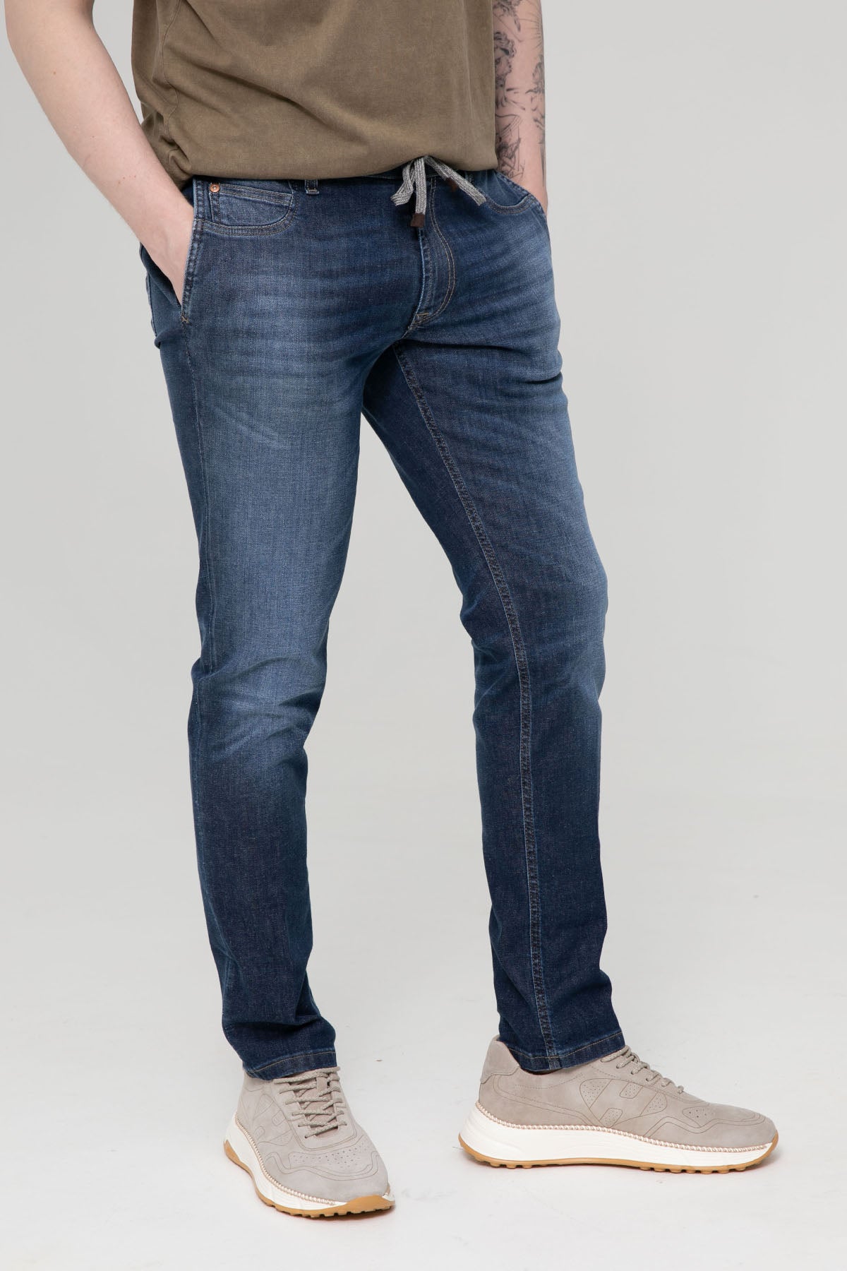 Fradi Slim Fit Beli Lastikli Yandan Cepli Jeans
