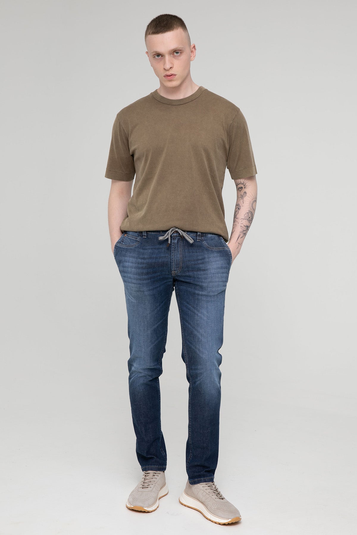 Fradi Slim Fit Beli Lastikli Yandan Cepli Jeans