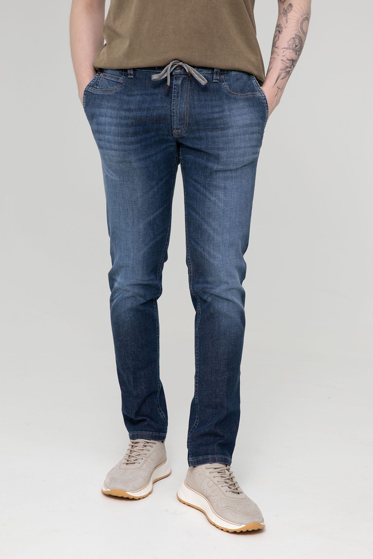 Fradi Slim Fit Beli Lastikli Yandan Cepli Jeans