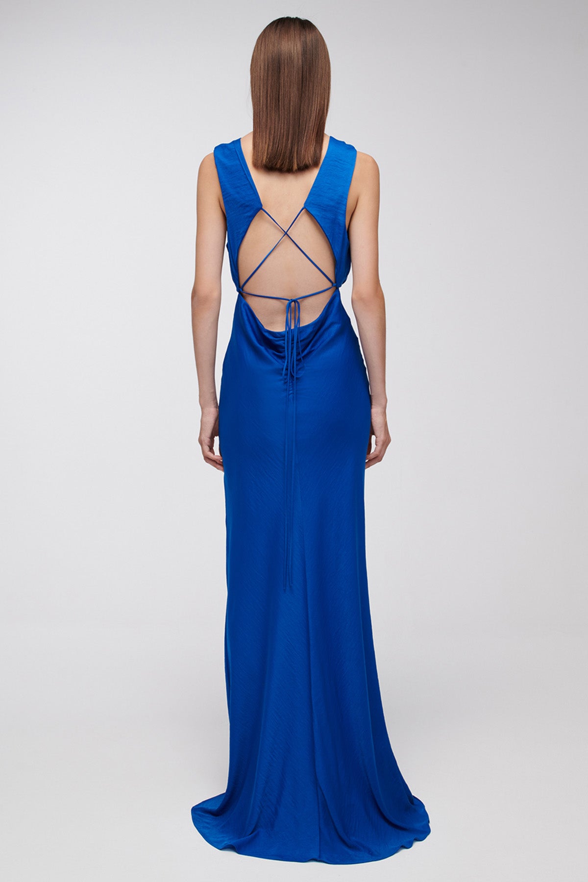 Stelios Koudounaris V Yaka Sırt Dekolteli Maxi Abiye Elbise-Libas Trendy Fashion Store