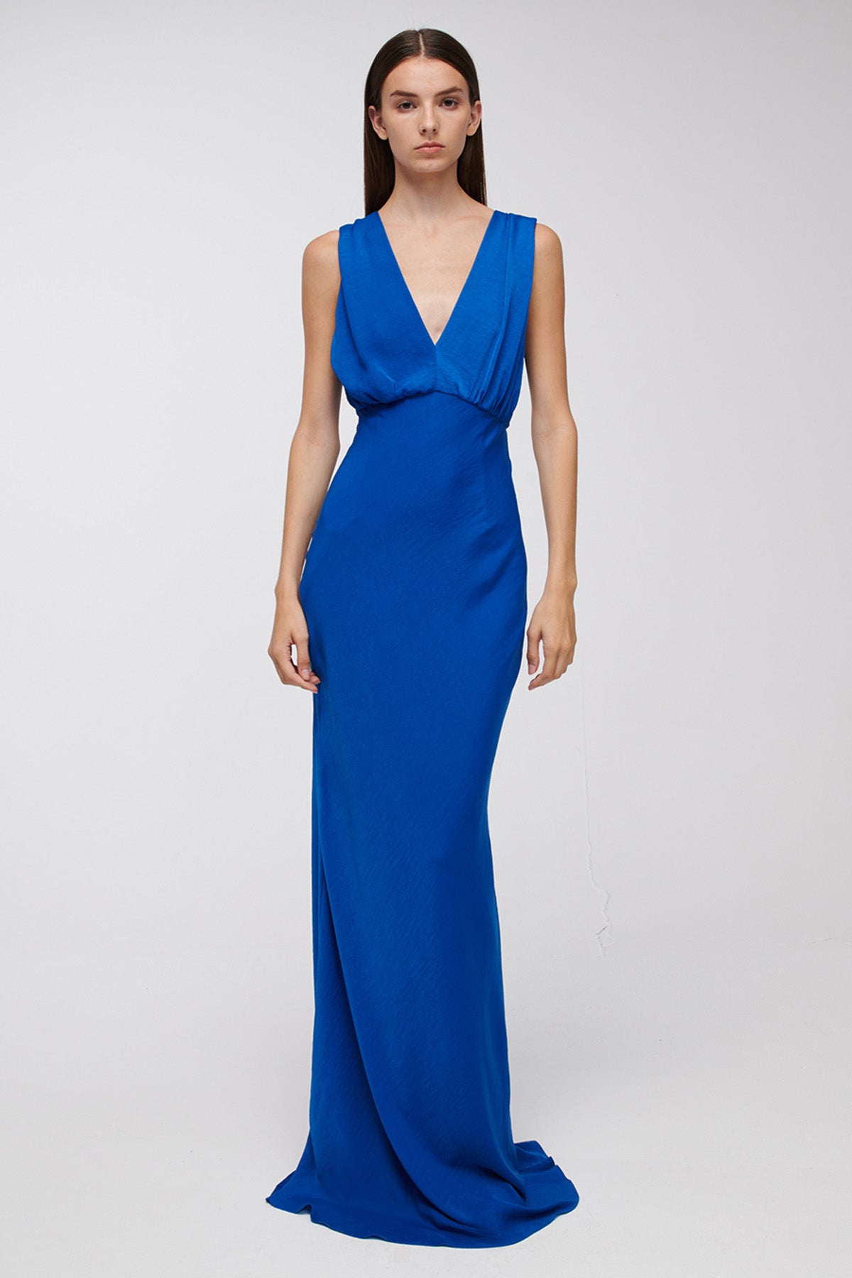 Stelios Koudounaris V Yaka Sırt Dekolteli Maxi Abiye Elbise-Libas Trendy Fashion Store