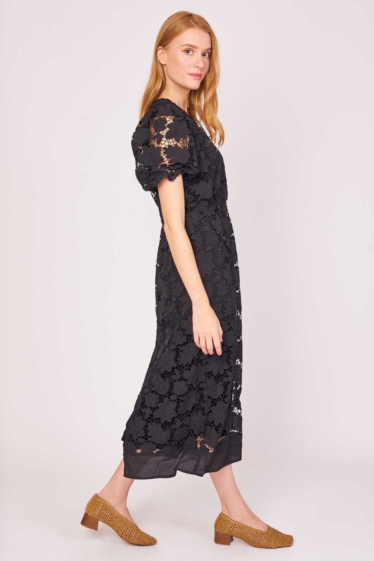 Rene Derhy Placide V Yaka Midi Elbise-Libas Trendy Fashion Store