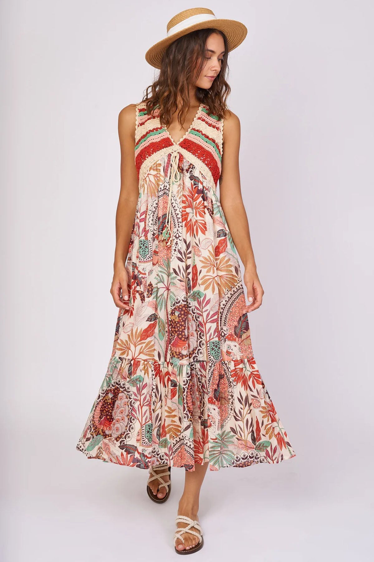 Rene Derhy Örgü V Yaka Maxi Elbise-Libas Trendy Fashion Store