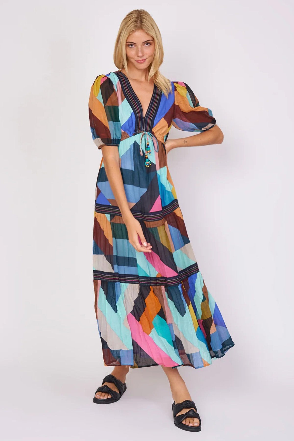 Rene Derhy Cairo V Yaka Maxi Elbise-Libas Trendy Fashion Store